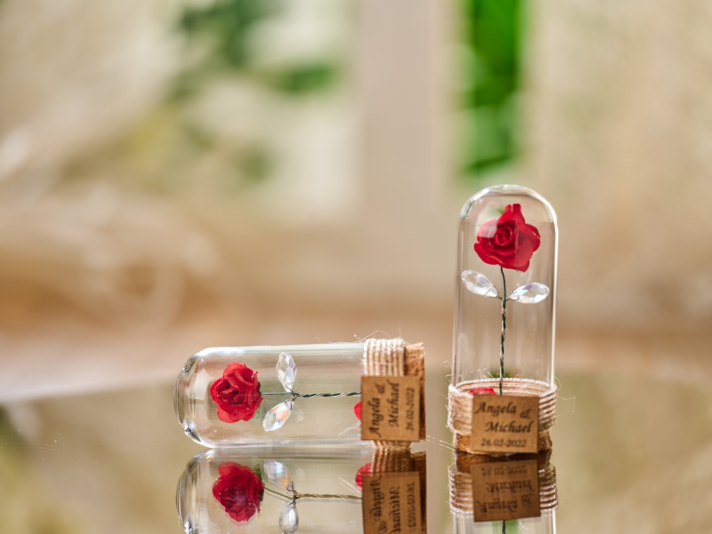 Red Rose Funeral Favors for Guests