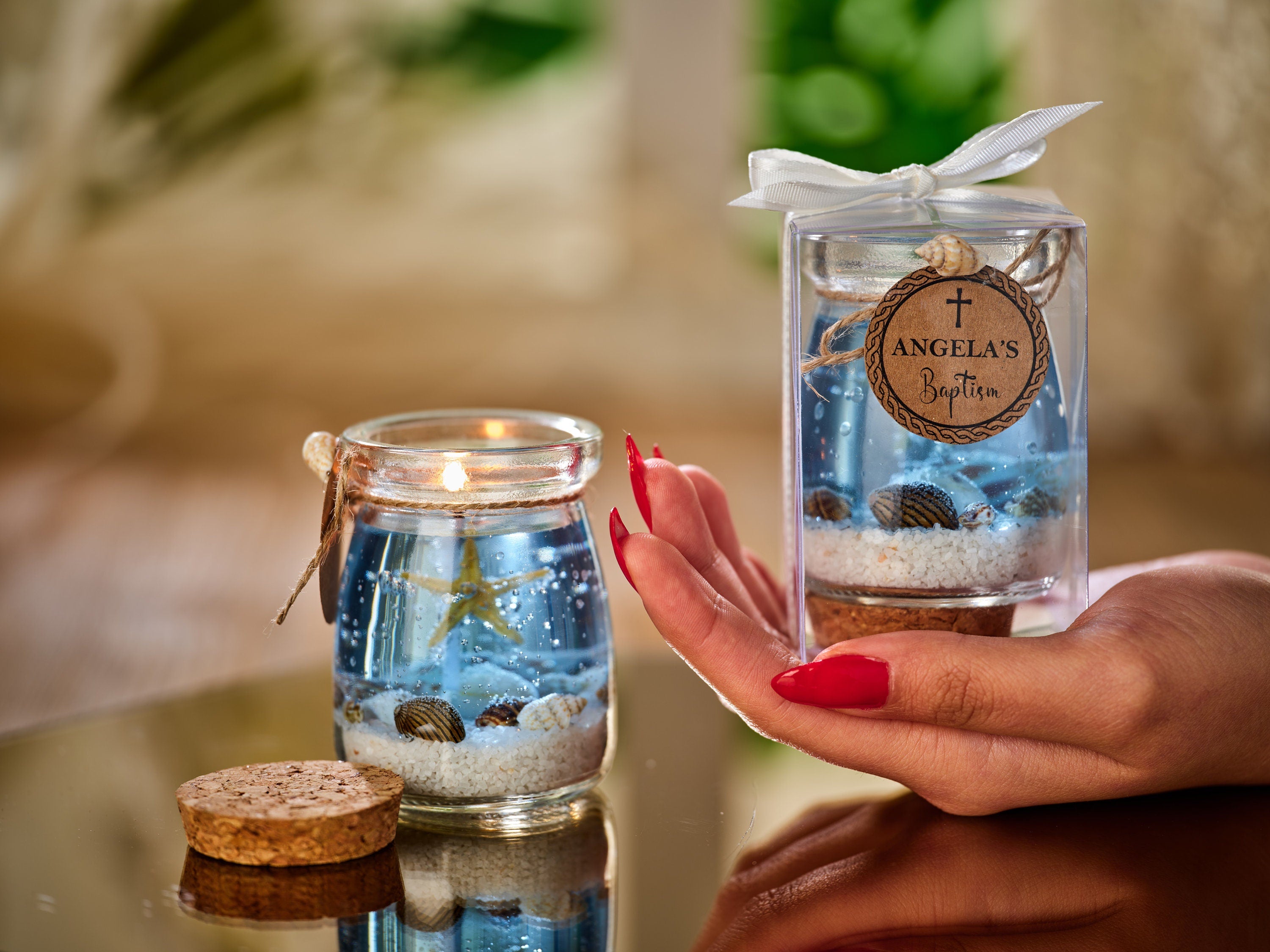 Personalized Sea Shell Gel Candle Favor