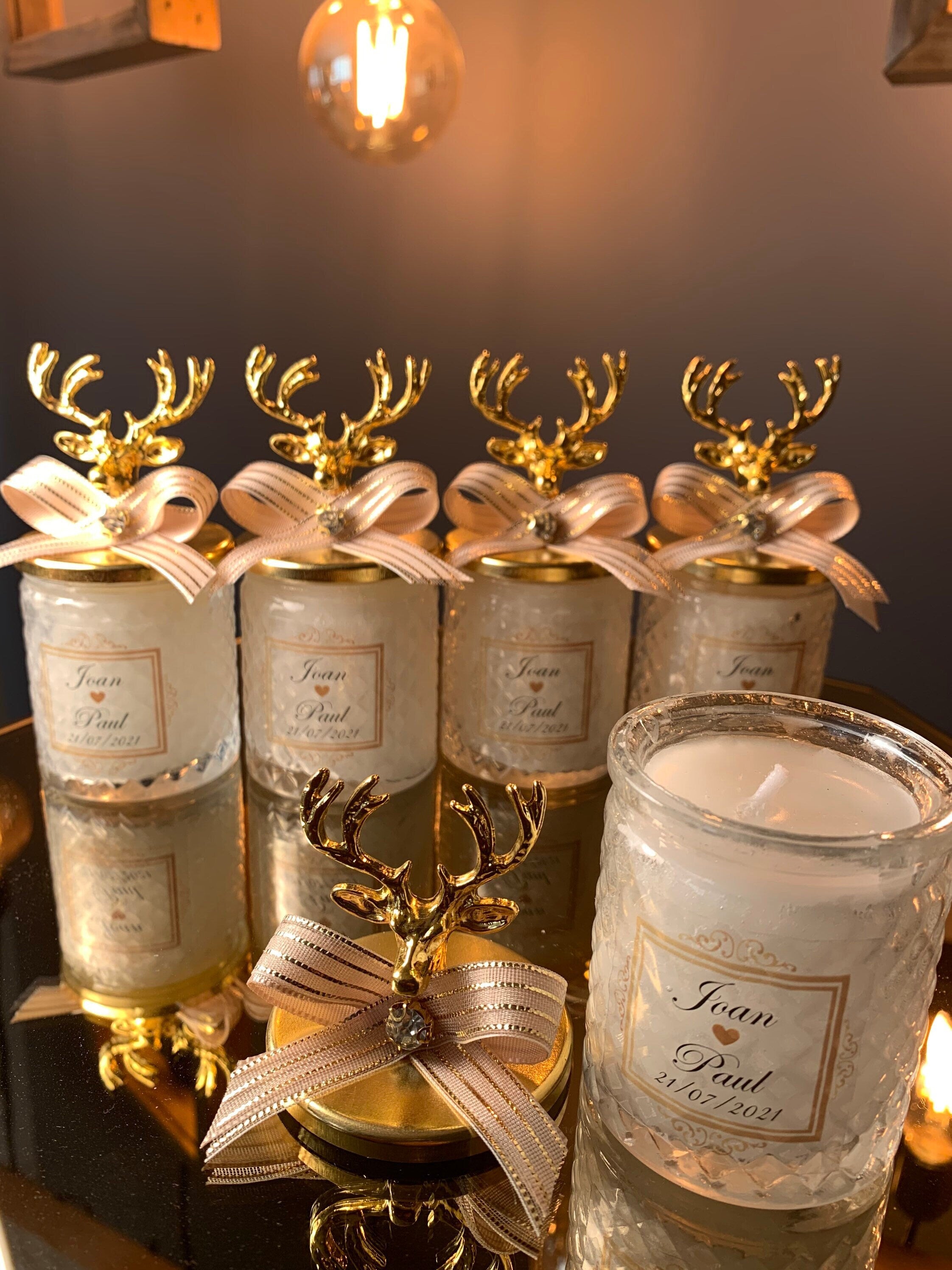 Personalized Elegant New Year Christmas Party Candle Thank you Favors, Winter Wedding Favors , Christmas Decorations , Happy Holiday Favors