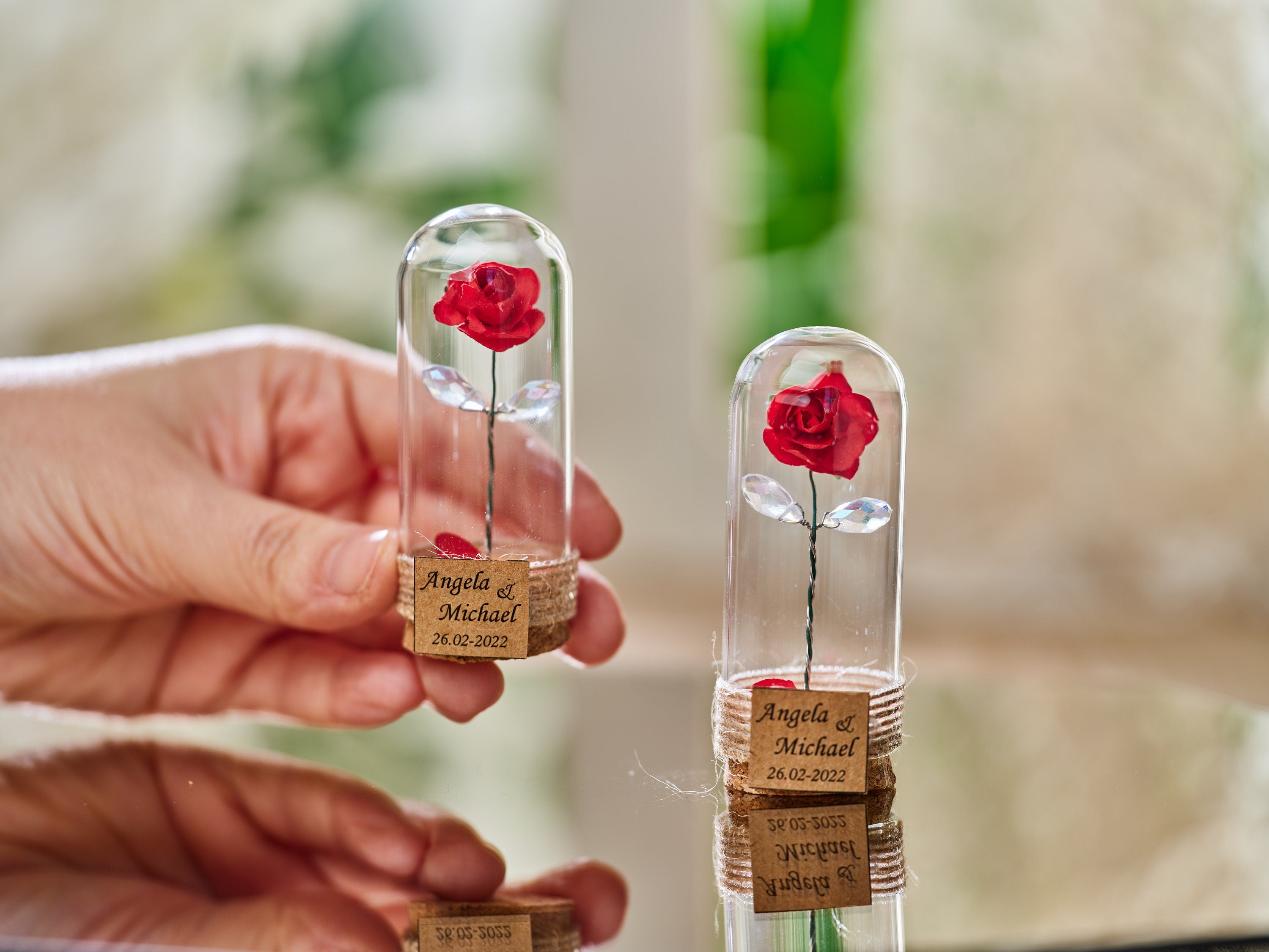 Red Rose Funeral Favors for Guests