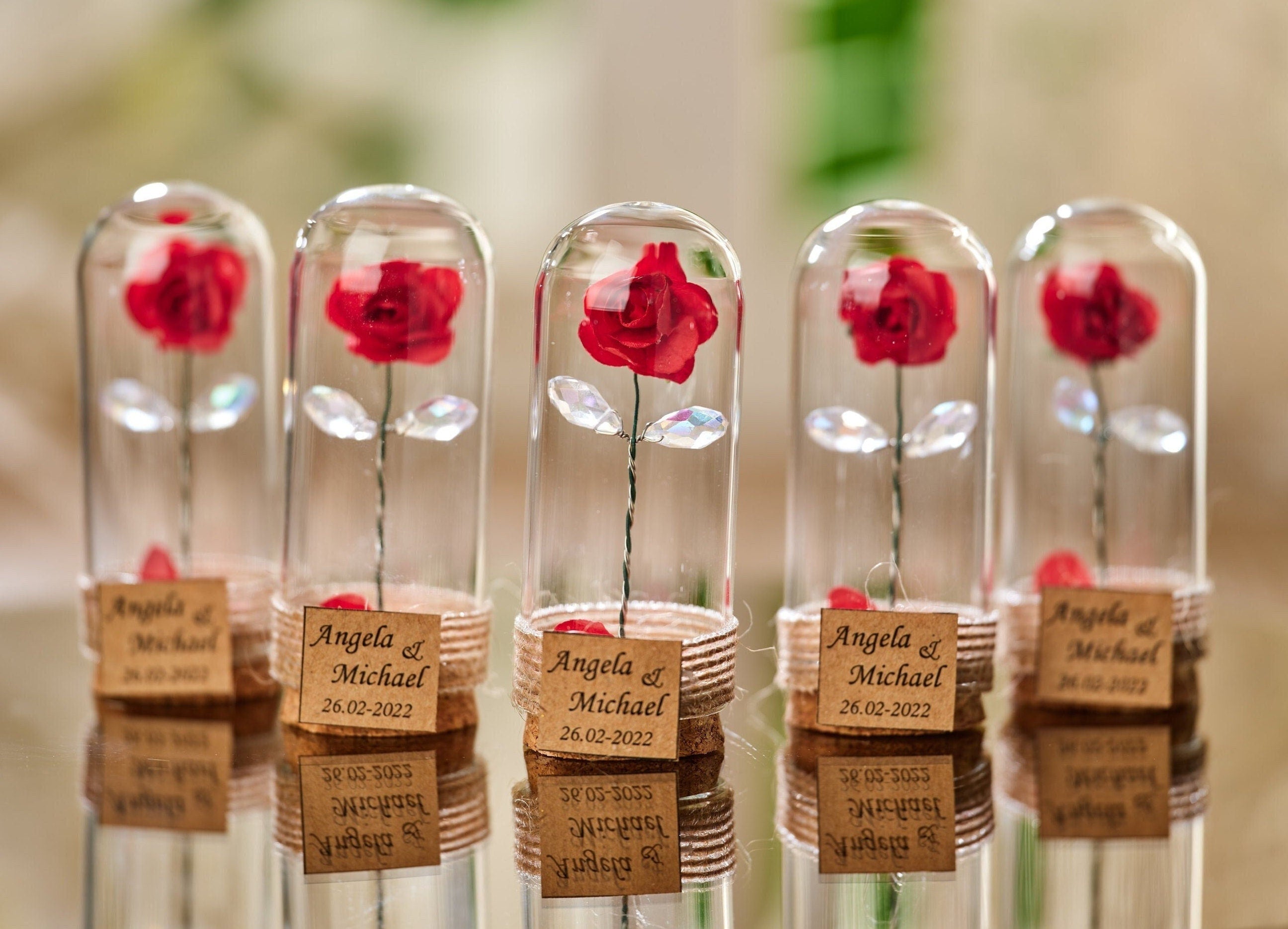 Red Rose Funeral Favors for Guests