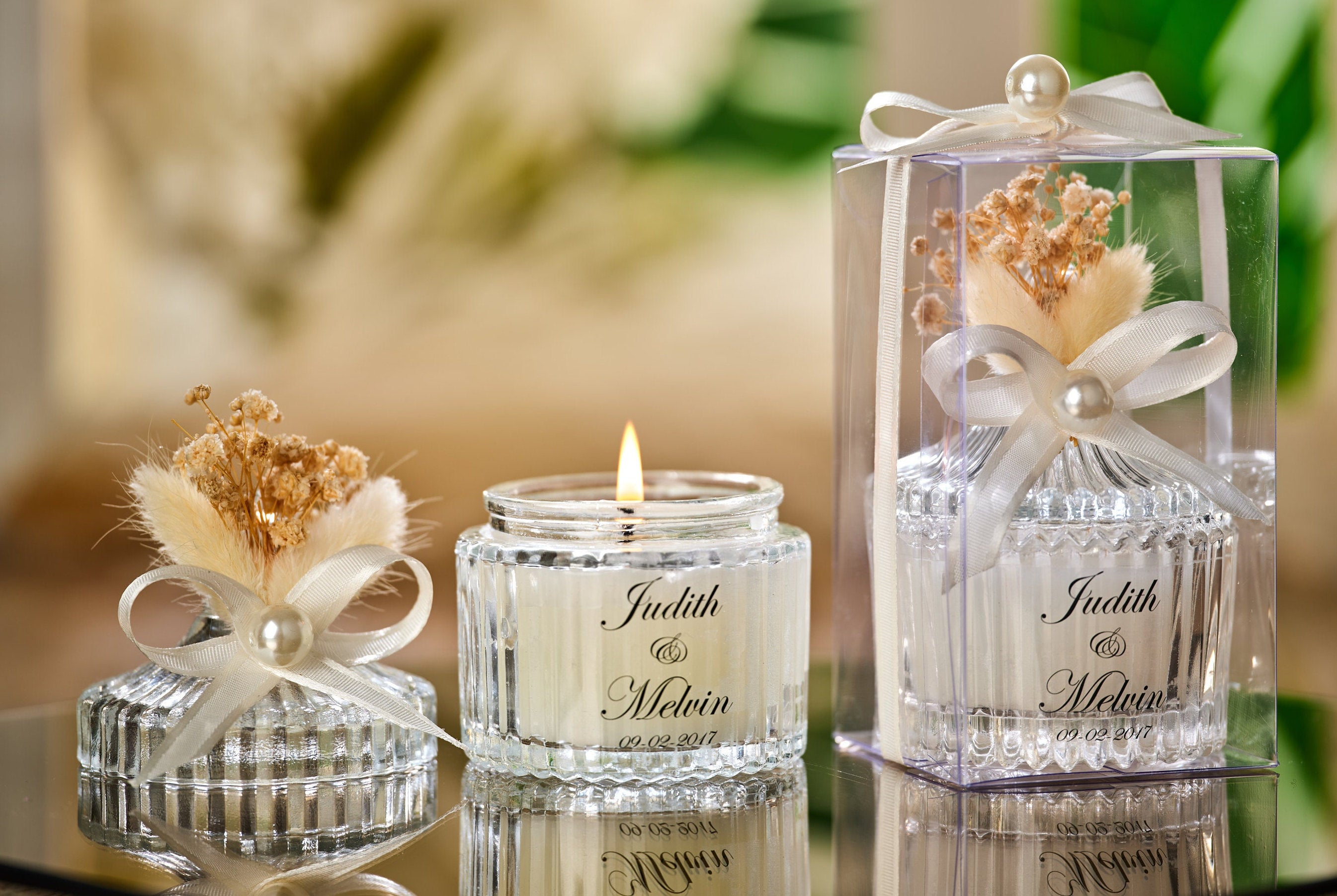 Custom Wedding Party Thank you Candle Favor for Guests, Luxury Wedding Candle Favors for Guest, Elegant Candle in glass, Wedding Favor