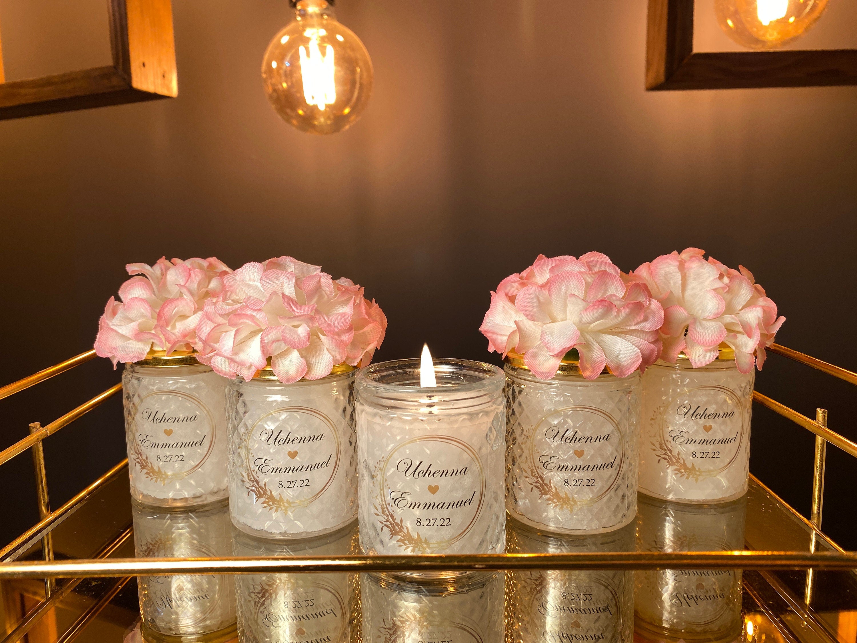 White Flower Glass Candle