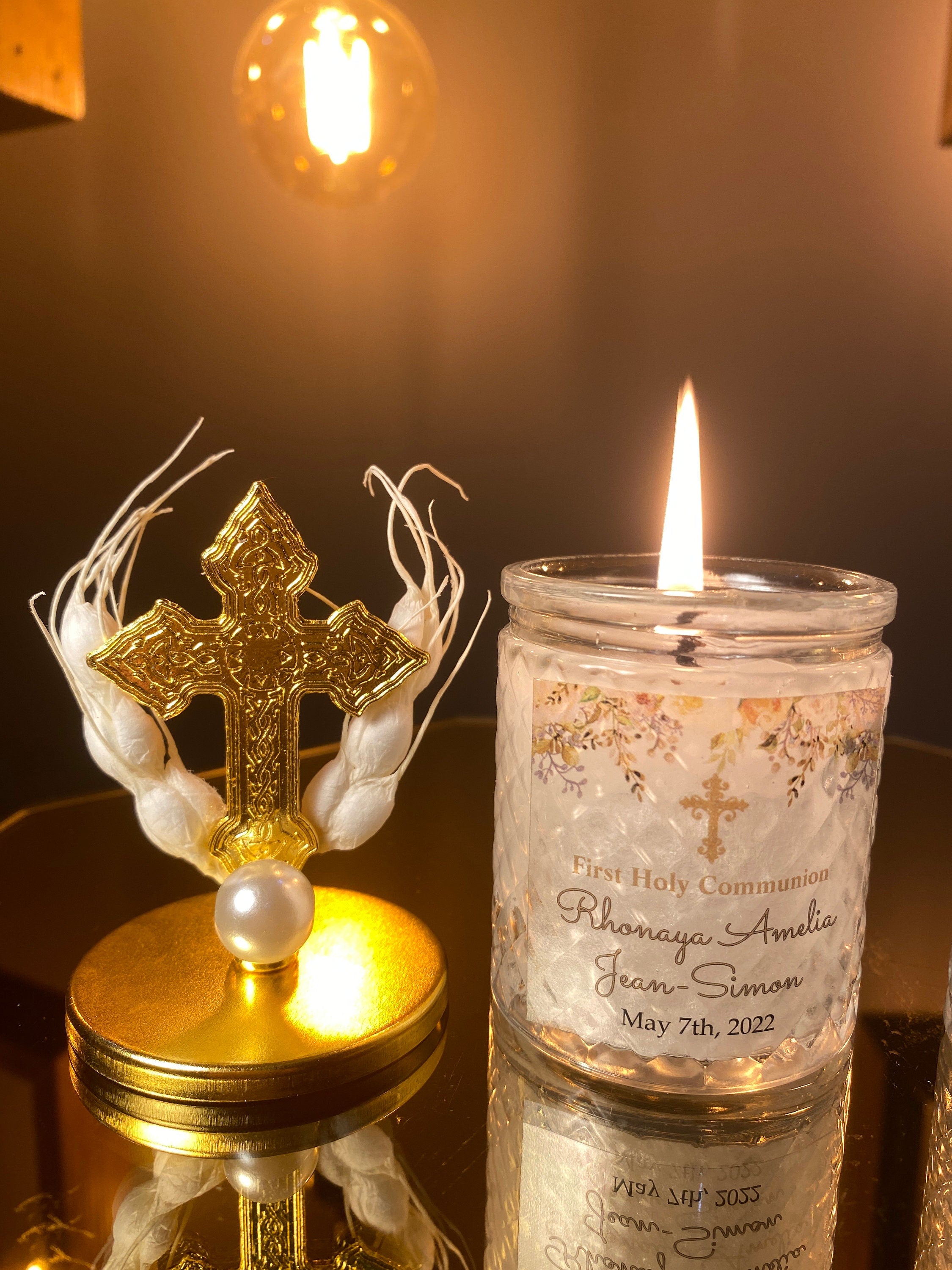 LUXURY HANDMADE Cross Lid Favors for Guests in Bulk . Custom Wedding Candle Favors . First Communion Bridal Shower Favors