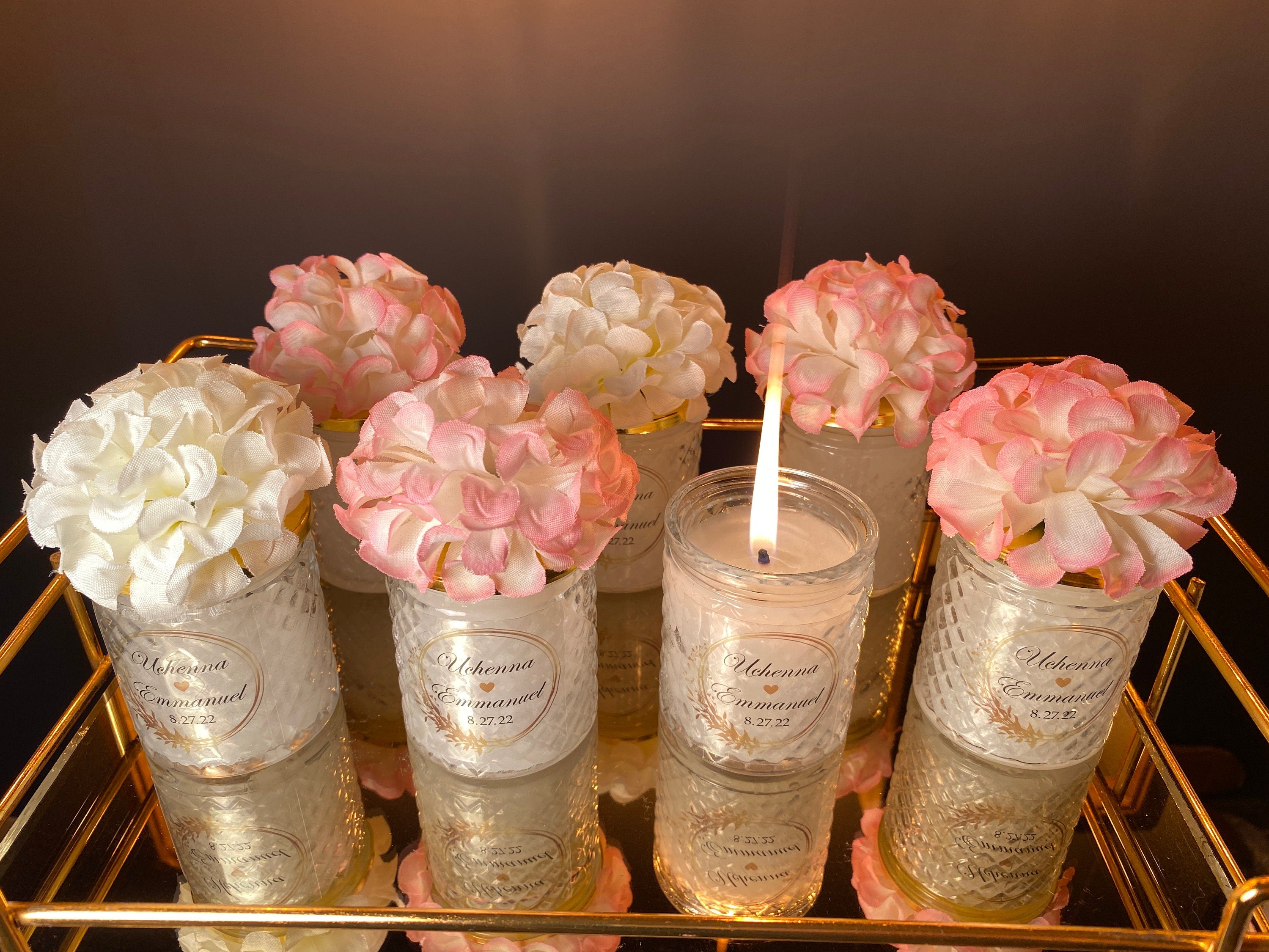 White Flower Glass Candle