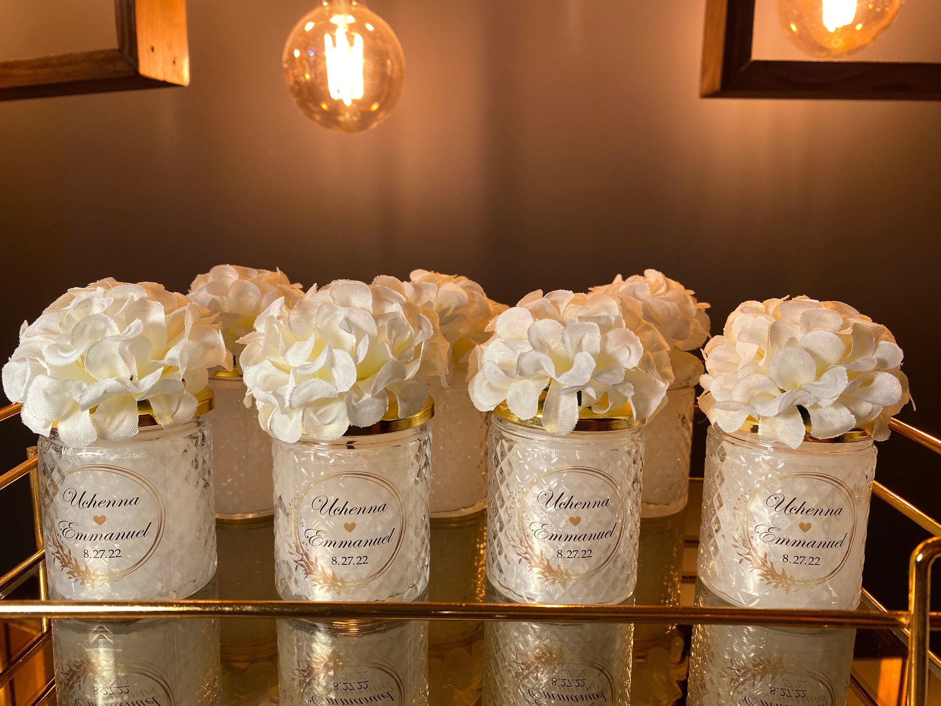 White Flower Glass Candle