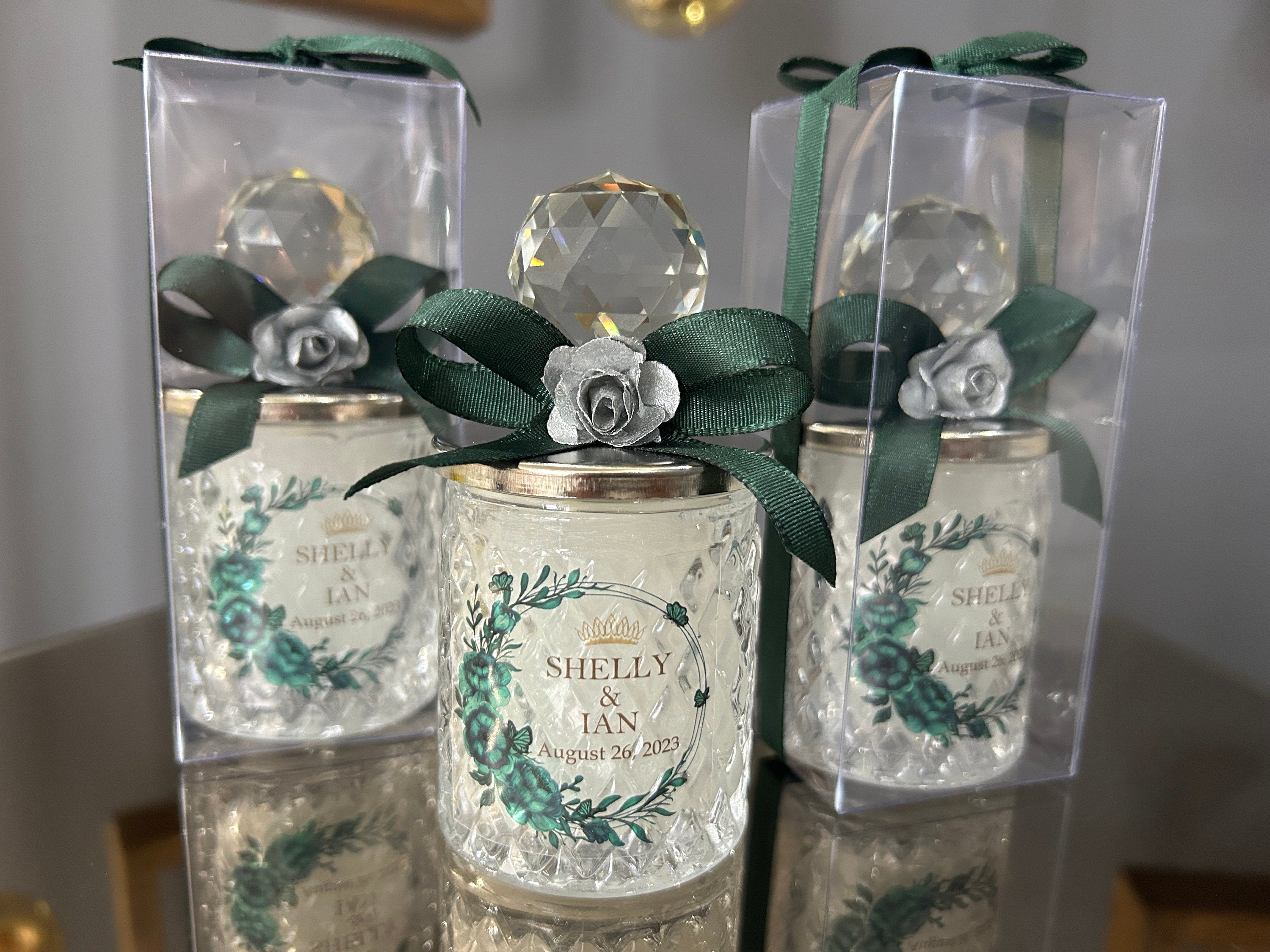 Personalized Wedding Crystal Lid Candle Favor for Guests, Luxury Wedding Candle Favors, Elegant Candle in glass, Wedding Favor for Guest