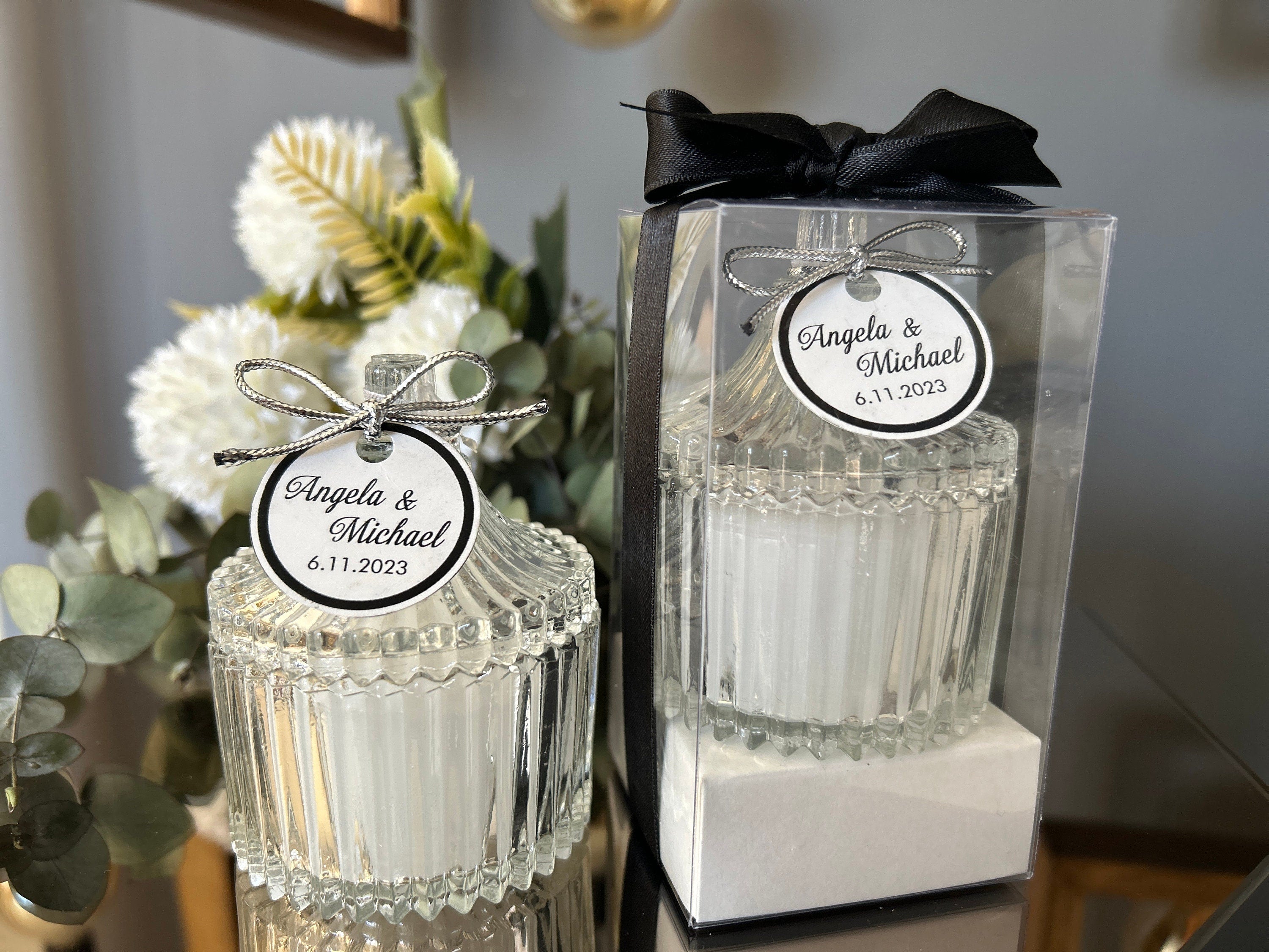 WEDDING PARTY FAVORS for Guests in Bulk • Custom Wedding Thank you Gift • Bridal Shower & Bridesmaid Gifts • Party Favors Candle in Glass