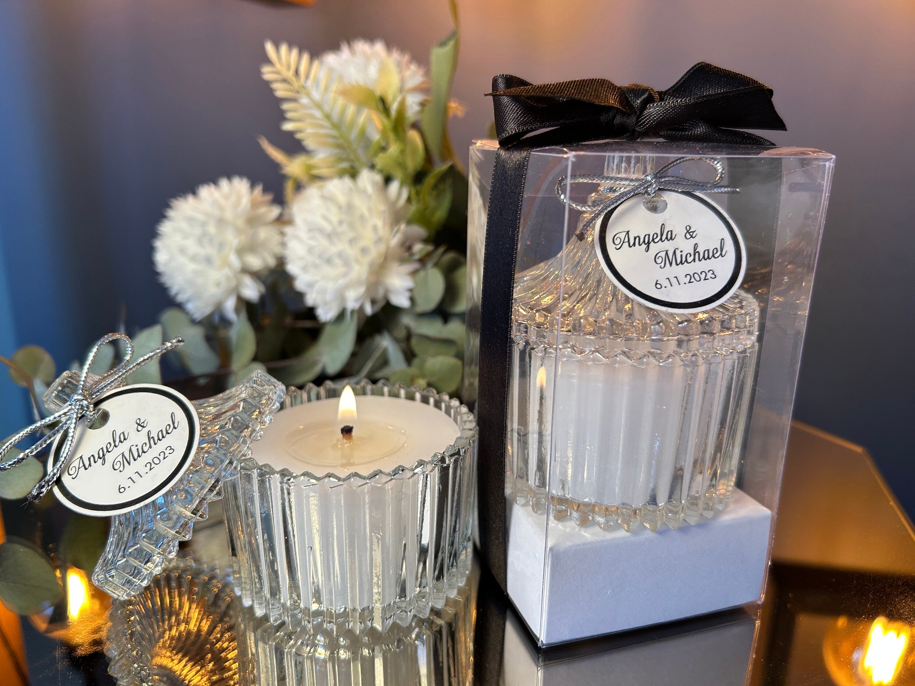 CUSTOM WEDDING FAVORS for Guests in Bulk • Elegant Candle in Glass • Luxury Wedding Candle Favors • Thank you Party Favors