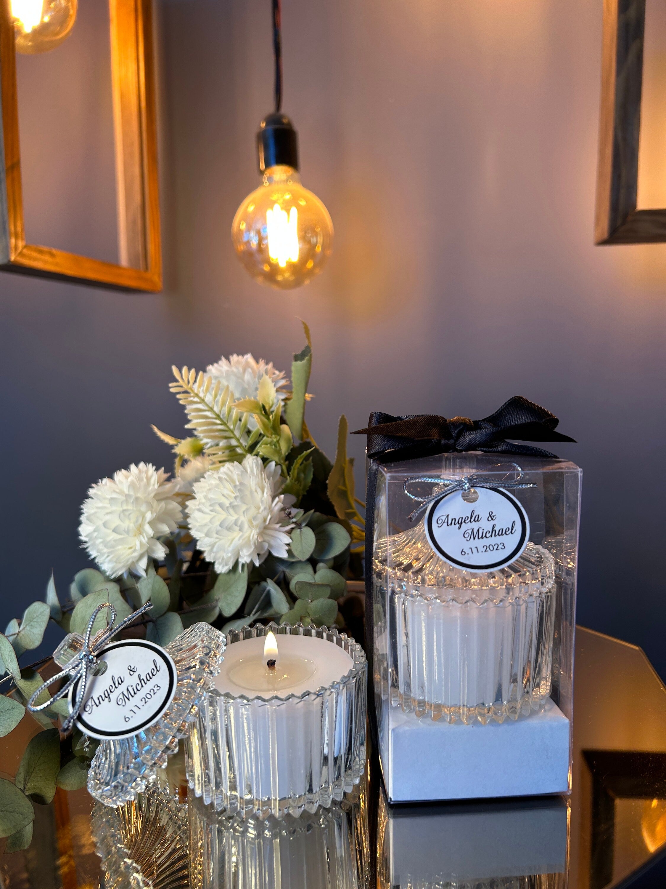 CUSTOM WEDDING FAVORS for Guests in Bulk • Elegant Candle in Glass • Luxury Wedding Candle Favors • Thank you Party Favors