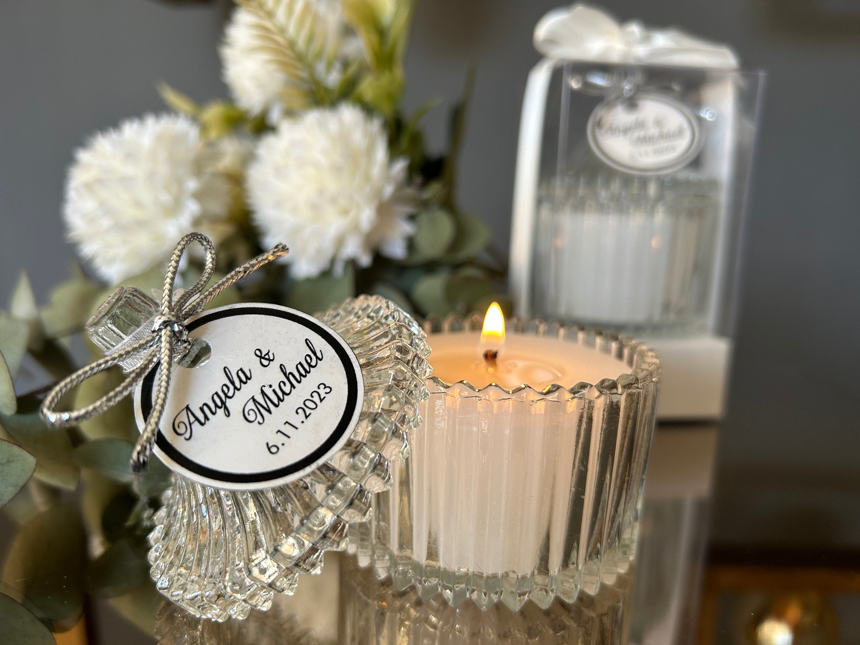 Elegant Wedding Favors, Personalised Luxury Wedding Candle Favors, Elegant Candle in glass for guests, Wedding Favor for Guest in Bulk