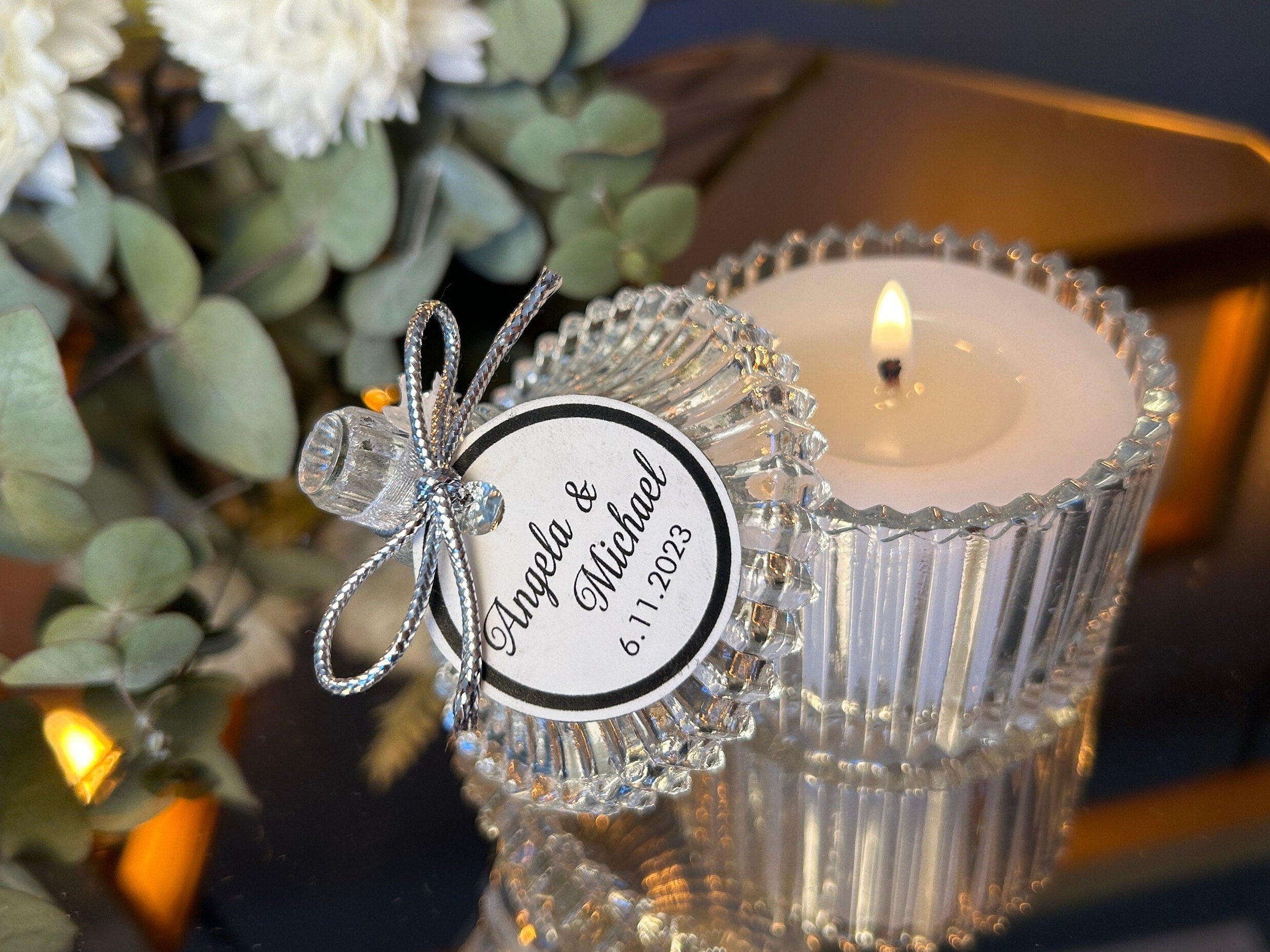 Elegant Wedding Favors, Personalised Luxury Wedding Candle Favors, Elegant Candle in glass for guests, Wedding Favor for Guest in Bulk