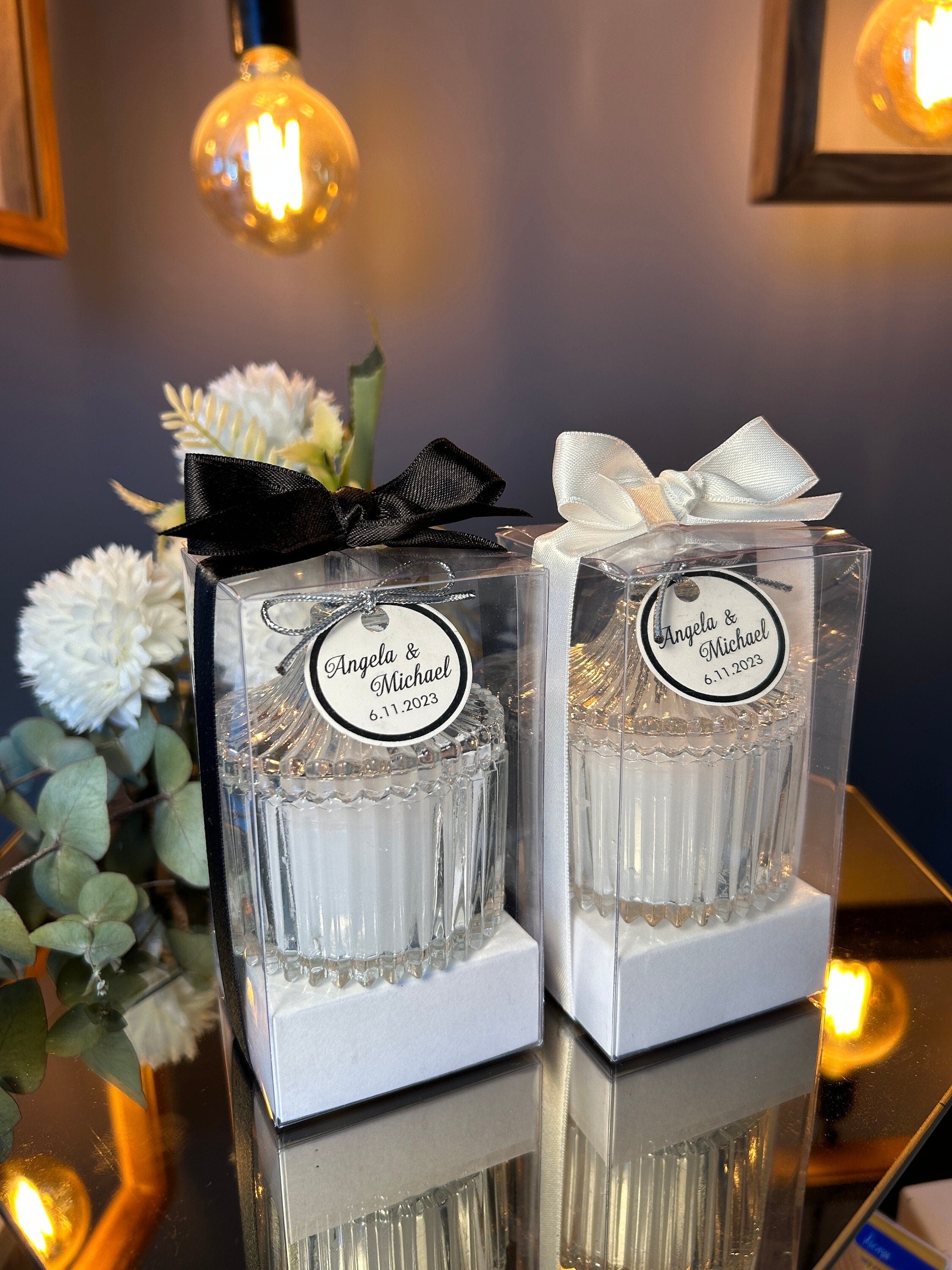 WEDDING PARTY FAVORS for Guests in Bulk • Custom Wedding Thank you Gift • Bridal Shower & Bridesmaid Gifts • Party Favors Candle in Glass