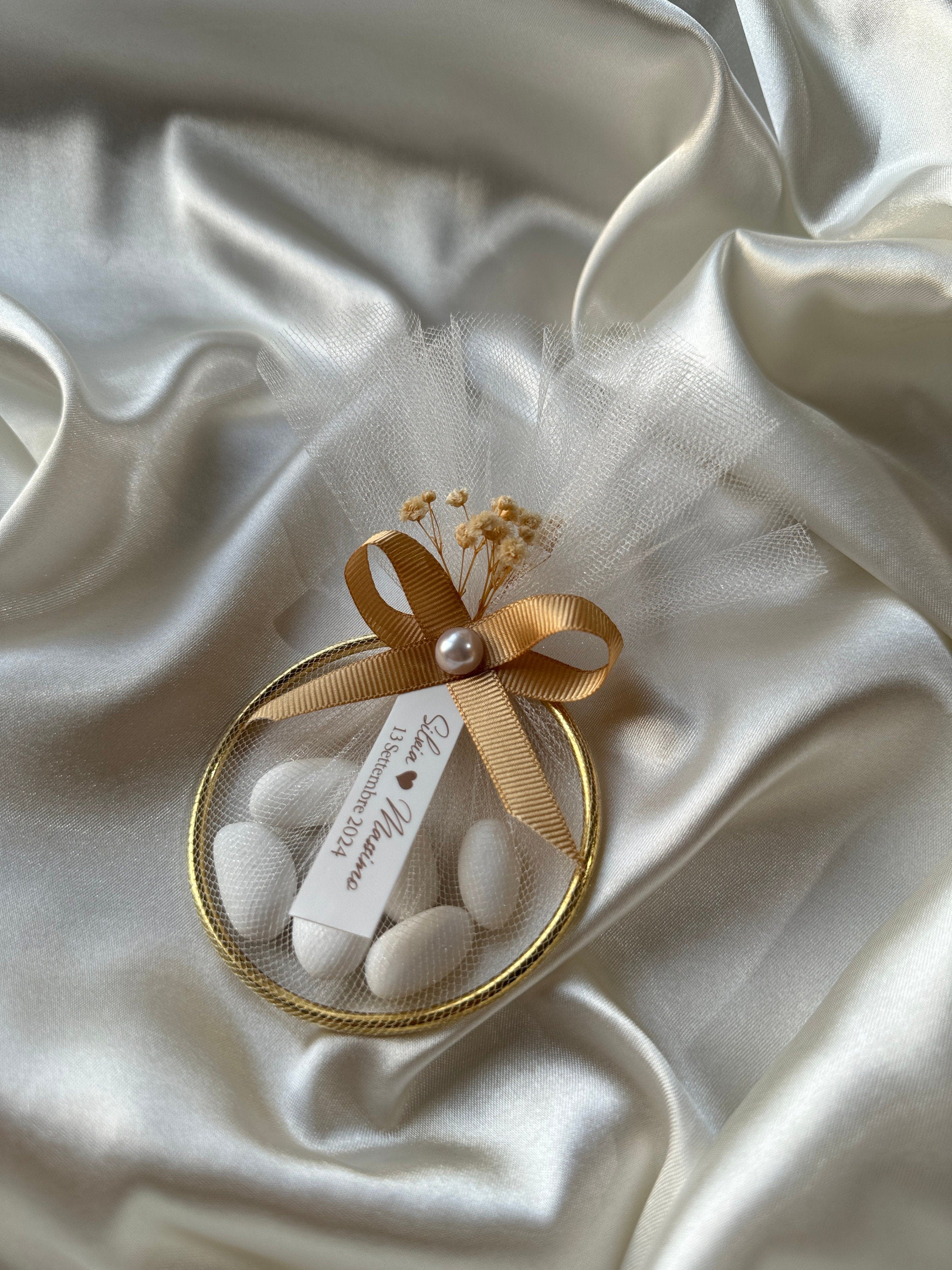 Personalized Wedding Almond Candy Magnet Favors with dried Flower - Custom Baptism Dragee Magnet Favors, Baby Shower Magnet Favors in bulk