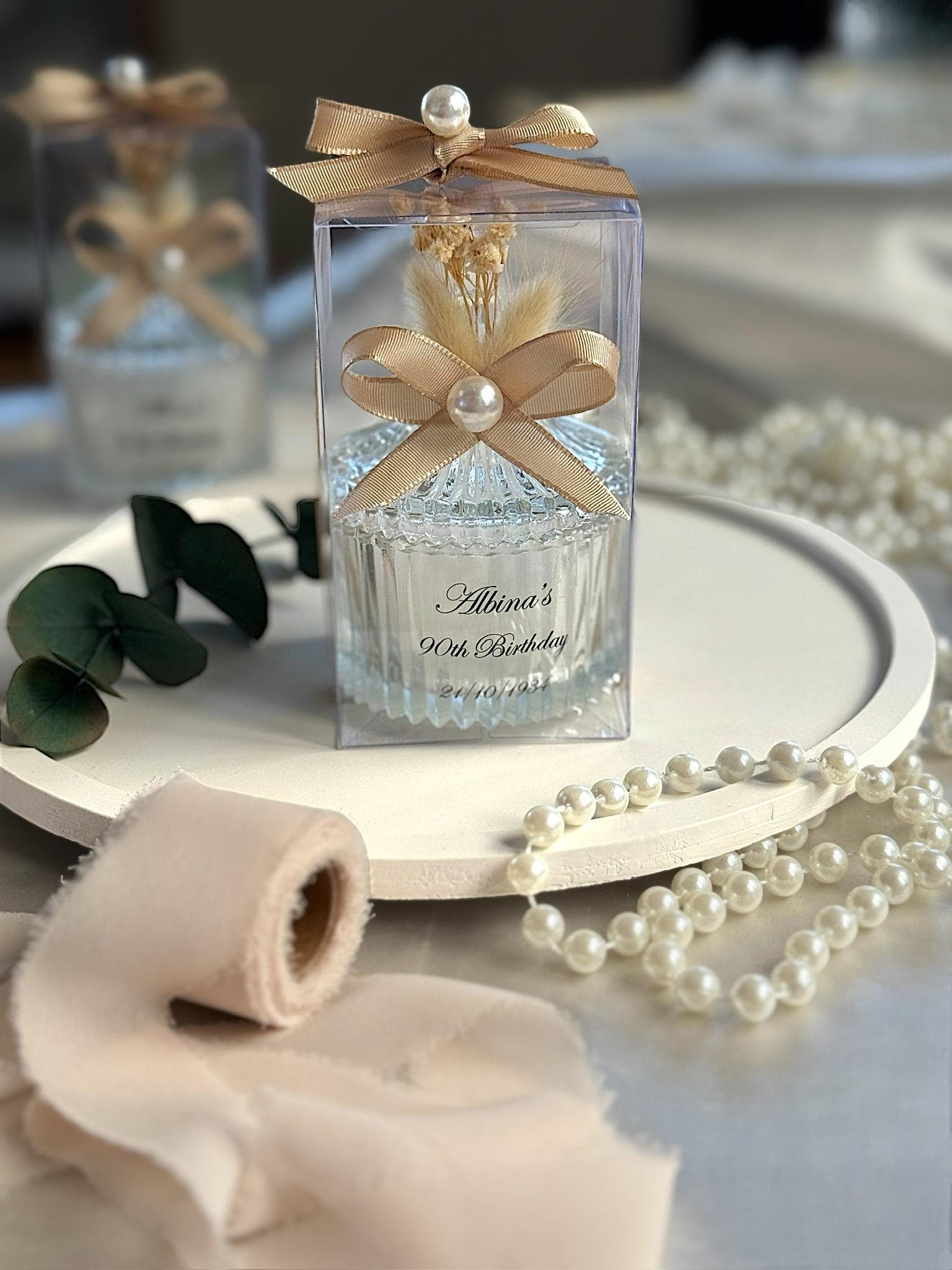 Custom Wedding Party Thank you Candle Favor for Guests, Luxury Wedding Candle Favors for Guest, Wedding Favor glass candle with pearl