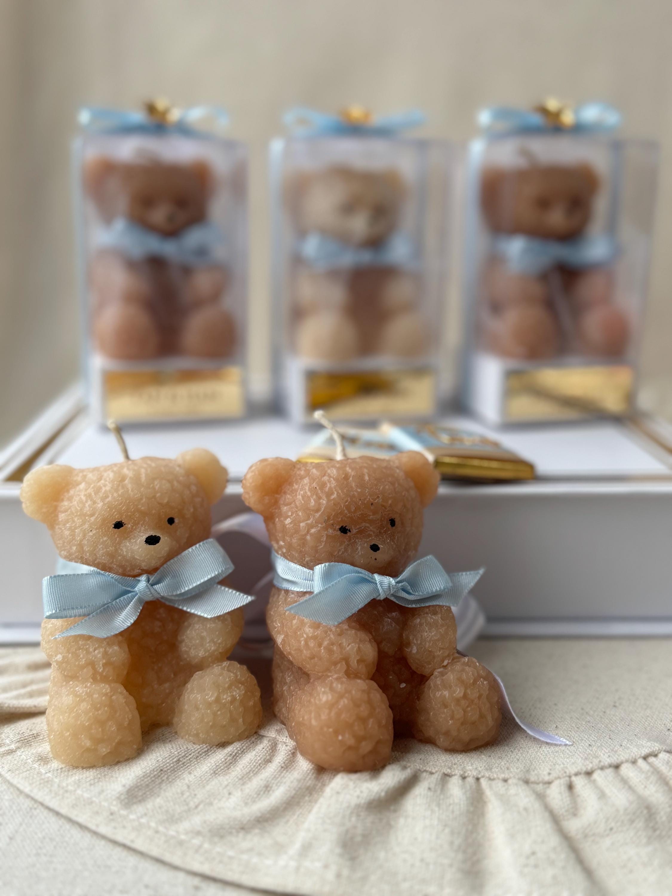 Personalized Teddy Bear Baptism Candle Favor, Christening Favor, Mi Bautizo Keepsake, Baby shower Gift, Handmade Teddy Bear Candle Gifts