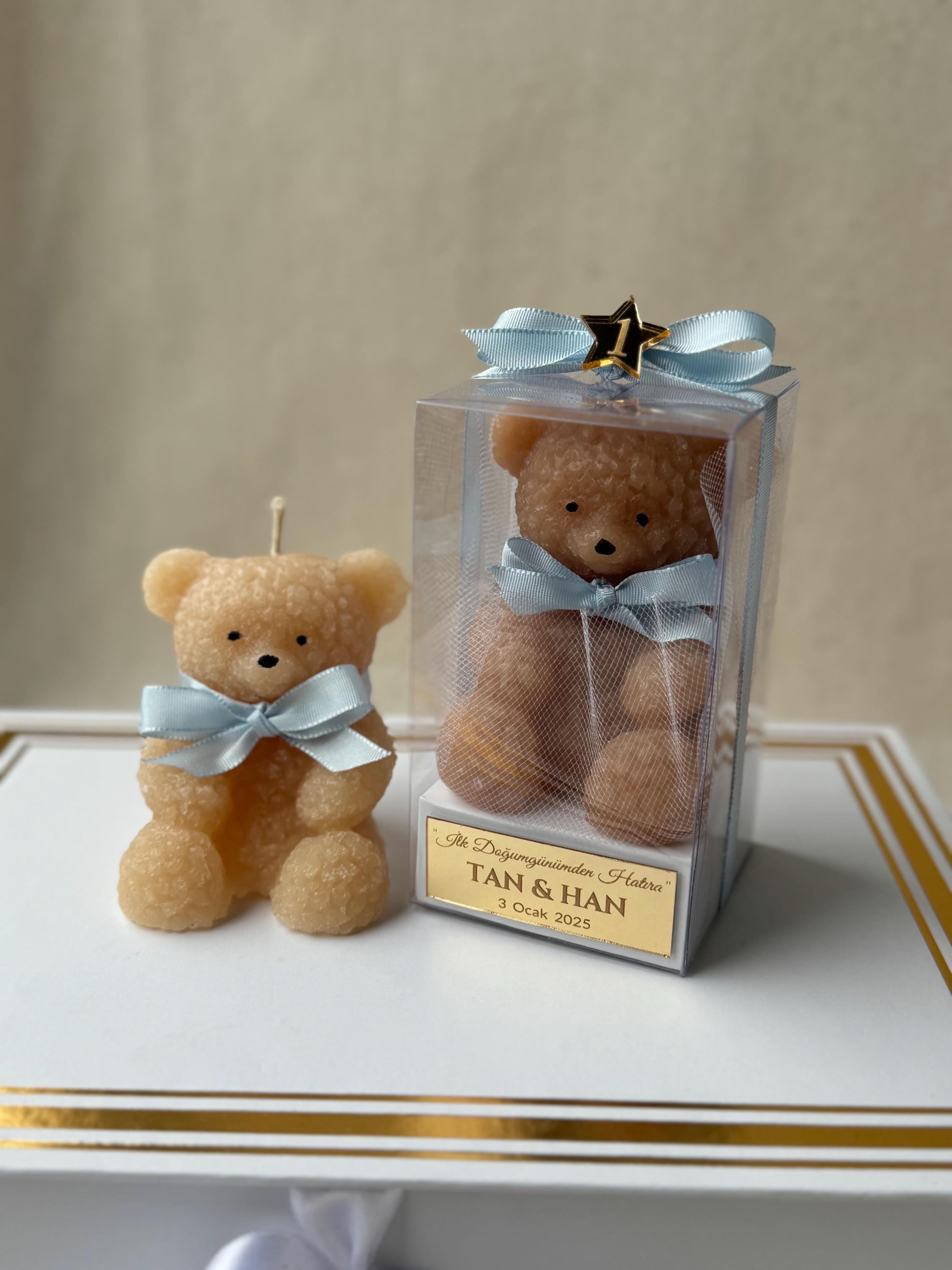 Personalized Teddy Bear Baptism Candle Favor, Christening Favor, Mi Bautizo Keepsake, Baby shower Gift, Handmade Teddy Bear Candle Gifts