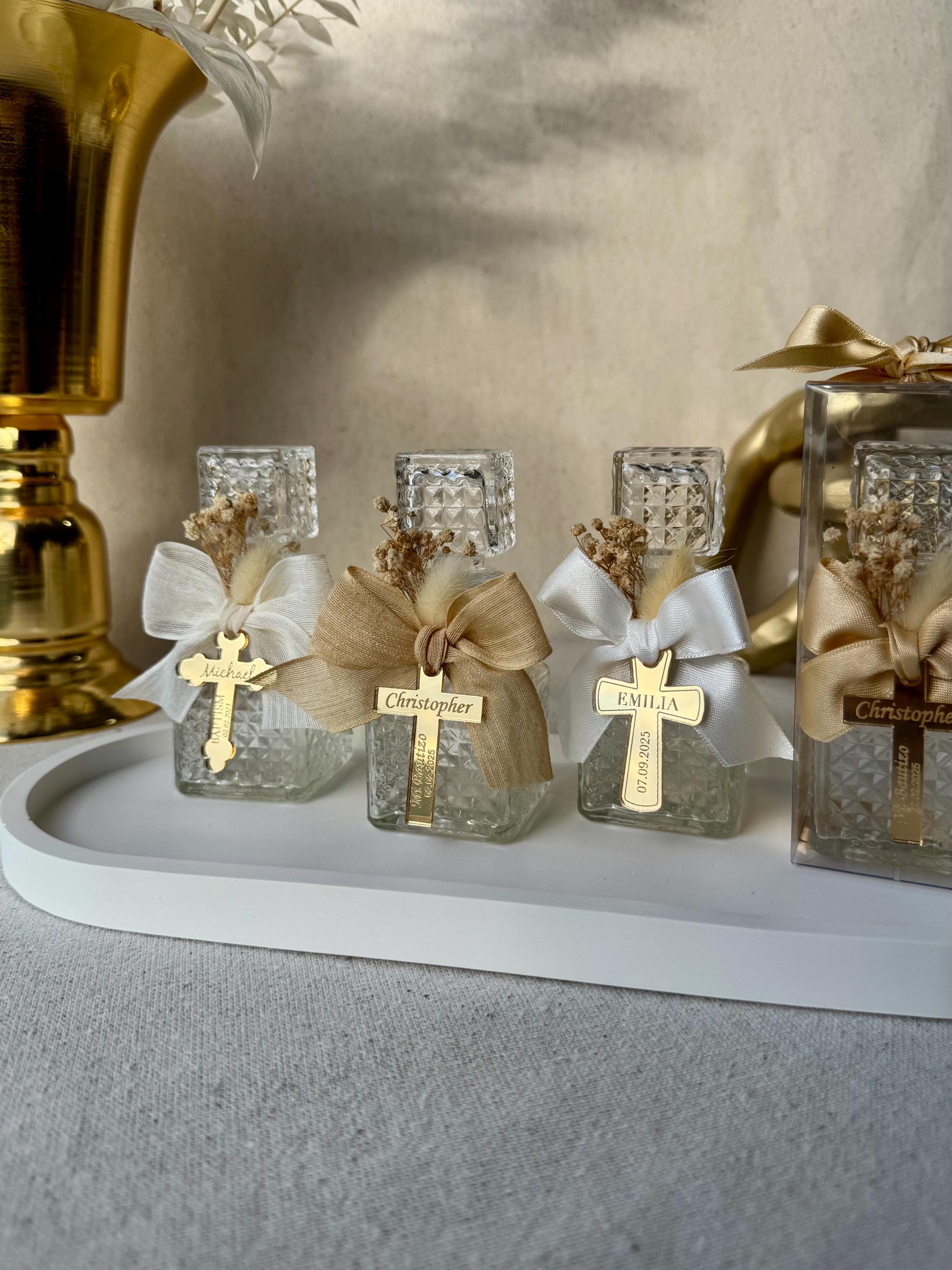 Baptism Gift, Holy Water Glass Bottle Empty, Religious Gift, Baptism Favor For Girl and Boy, Holy Communion Favor, Blessed Holy Water Bottle