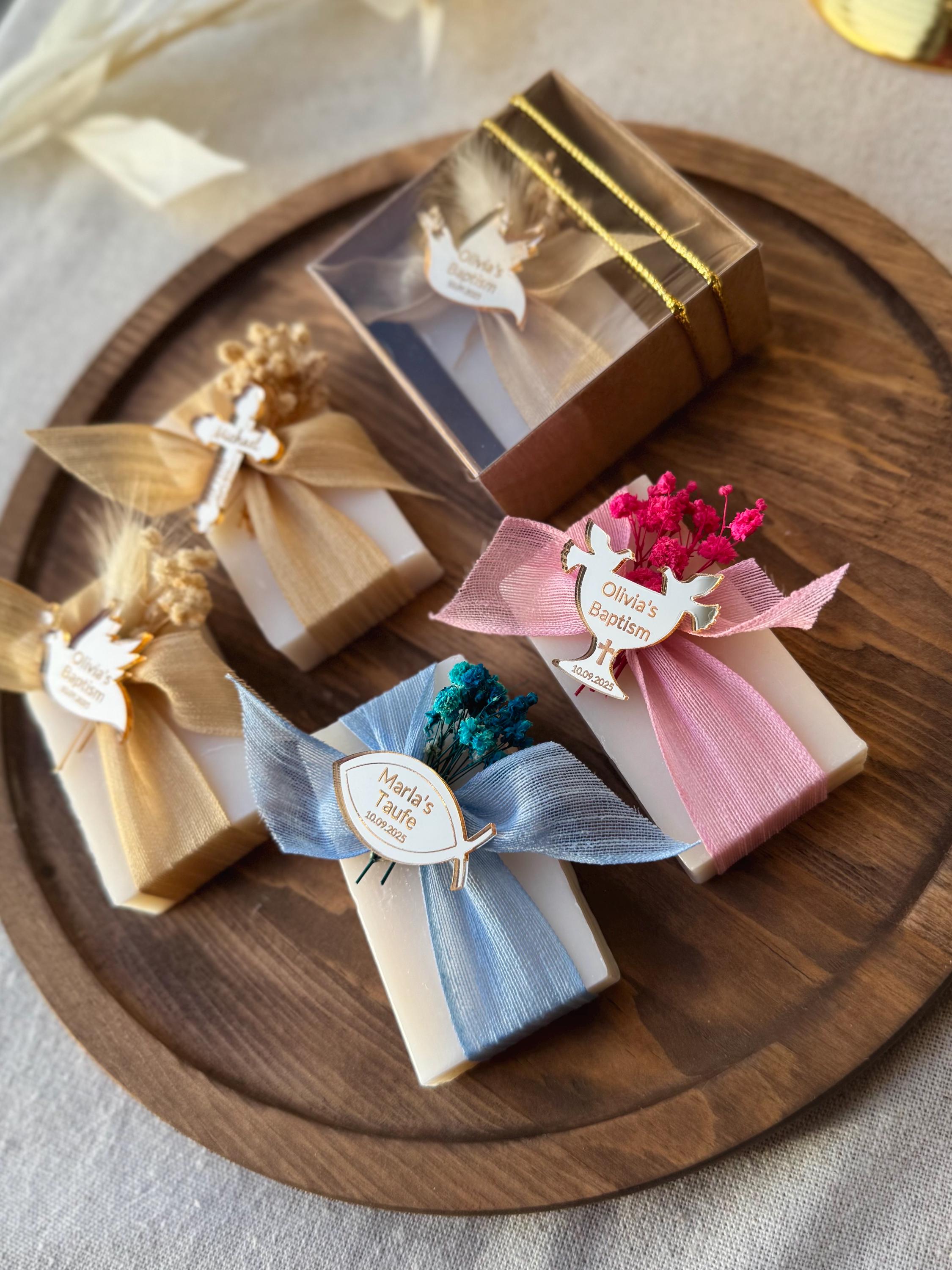 10 PCS Custom Baptism Soap Favors , Personalised Baby Shower Favors, Christening Favors , Boy Baptism , Girl Baptism, Communion Favor