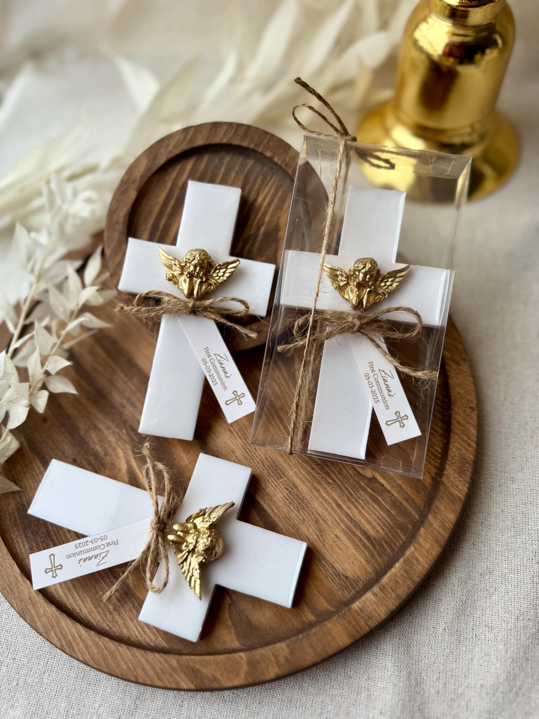Personalized Baptism Party Magnet Favors, Handmade Cross Magnet With Angel, Mi Bautizo, Communion Favor, Christening Favor For Guest