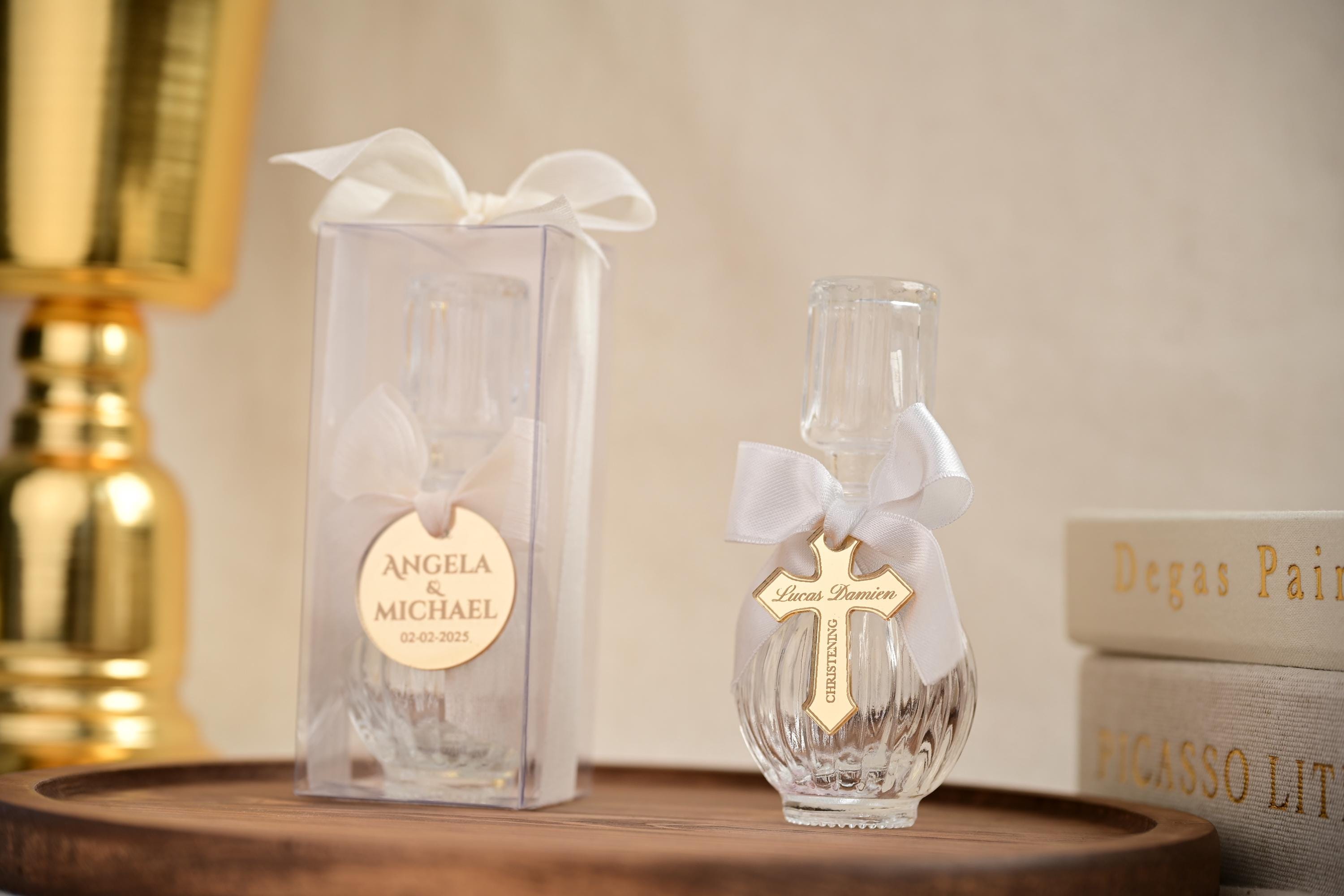 Personalized Empty Holy Water Glass Bottle, Baptism Favors, Holy Communion Favor for Guests, 50 cc Blessed Holy Water Bottle, Religious Gift