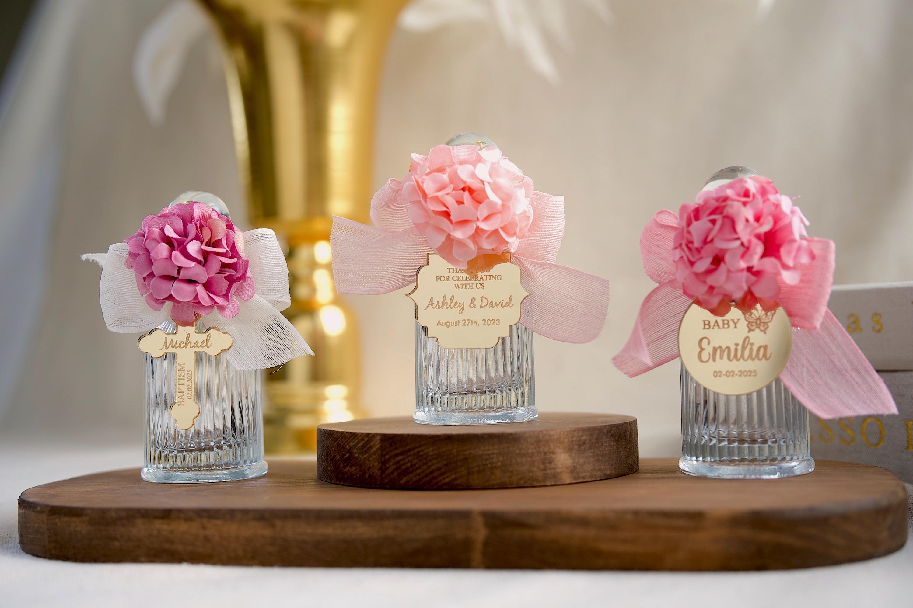 Communion Keepsake Bottle Favor Box Holy Water Gift Set Mirror Tag Custom Engraving Religious Symbol Christening Favor Ribbon Decoration