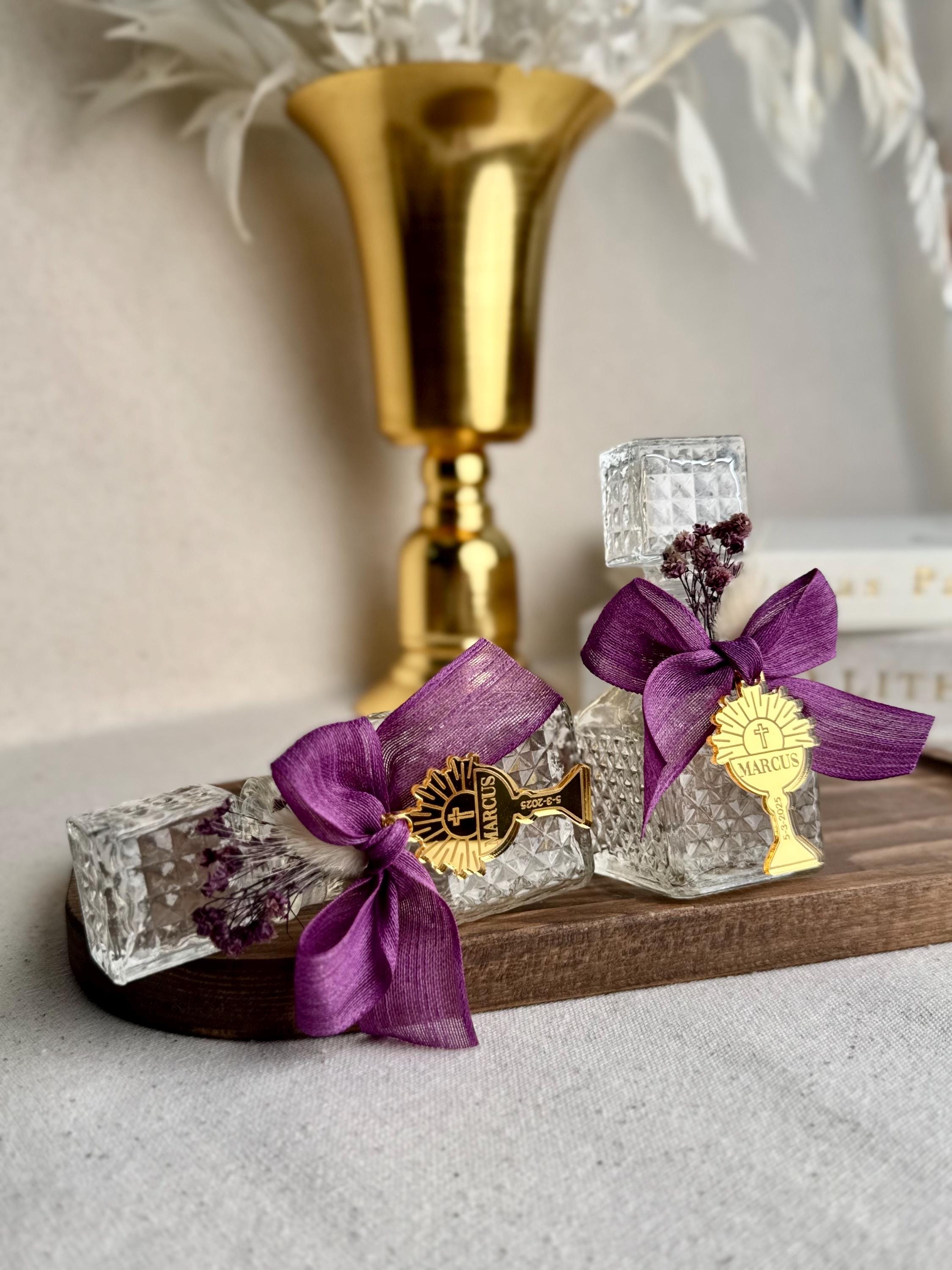 Baptism Gift, Holy Water Glass Bottle Empty, Religious Gift, Baptism Favor For Girl and Boy, Holy Communion Favor, Blessed Holy Water Bottle