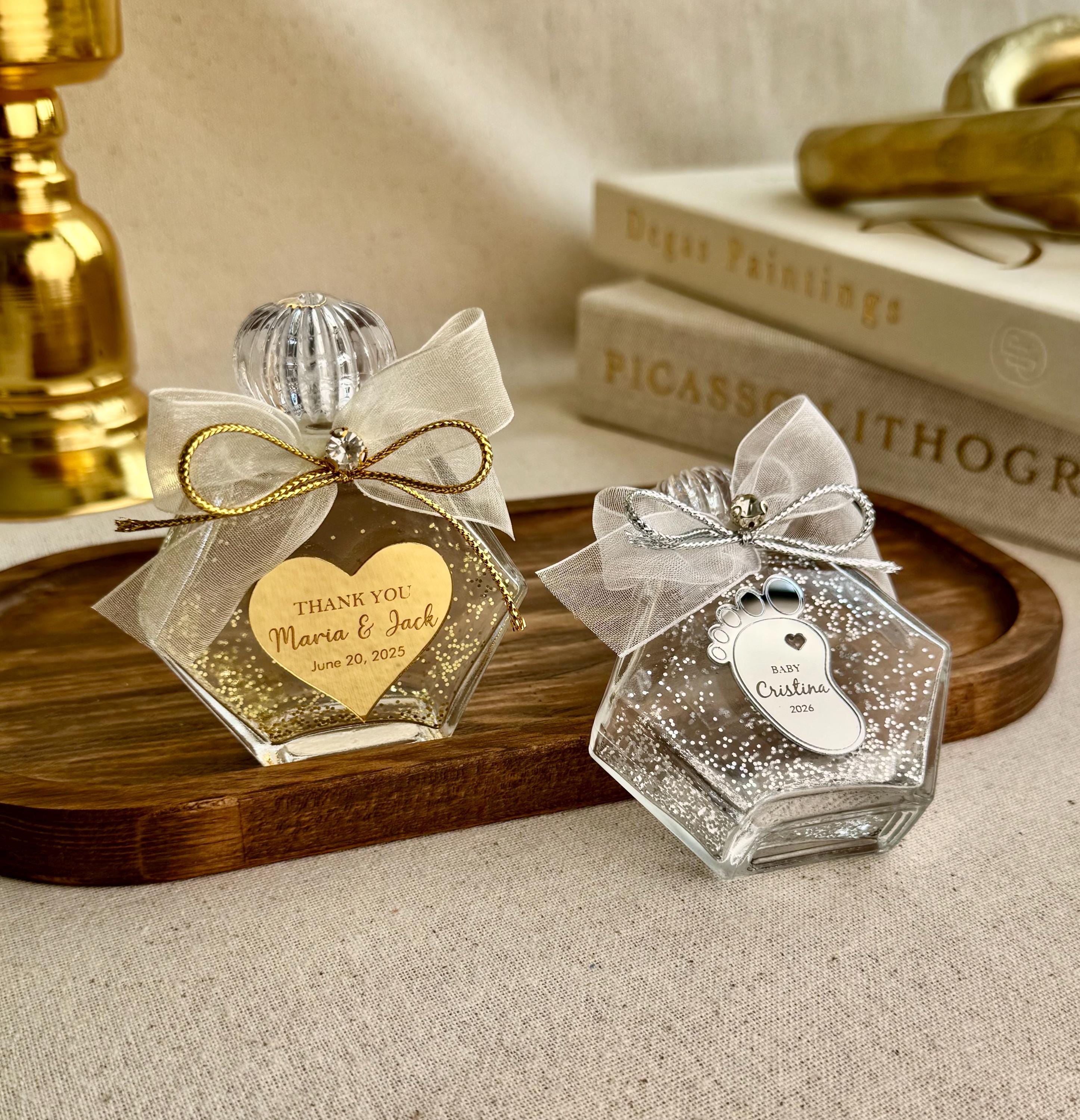 Glass Favor Bottle Gift Container Holy Water Vessel Decoration Crystal Stopper Keepsake Jar Wedding Favor Party Gift Wedding Present Set