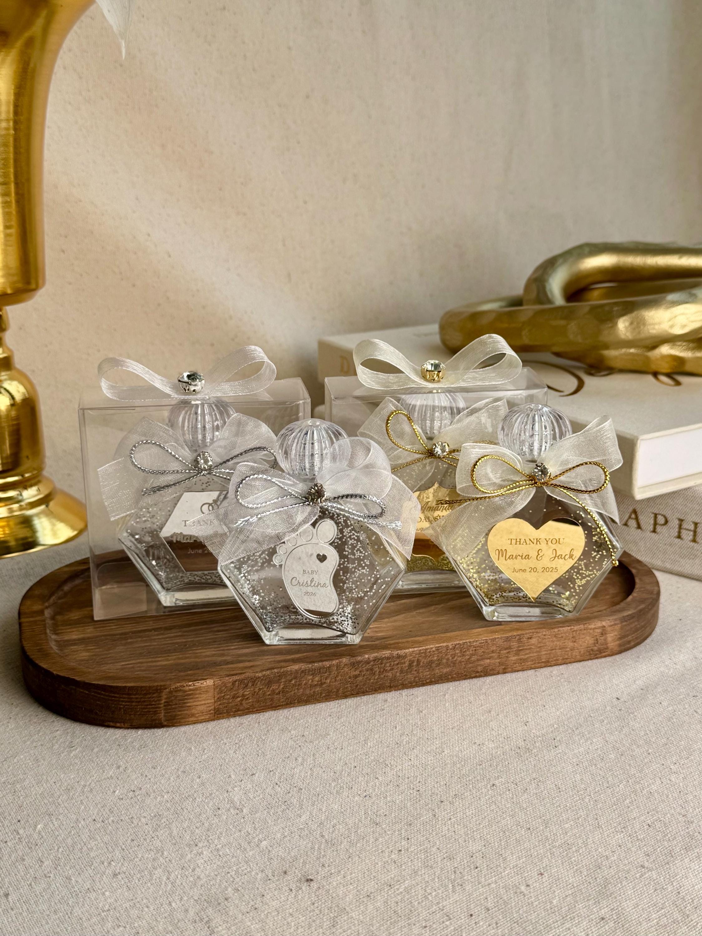 Glass Favor Bottle Gift Container Holy Water Vessel Decoration Crystal Stopper Keepsake Jar Wedding Favor Party Gift Wedding Present Set