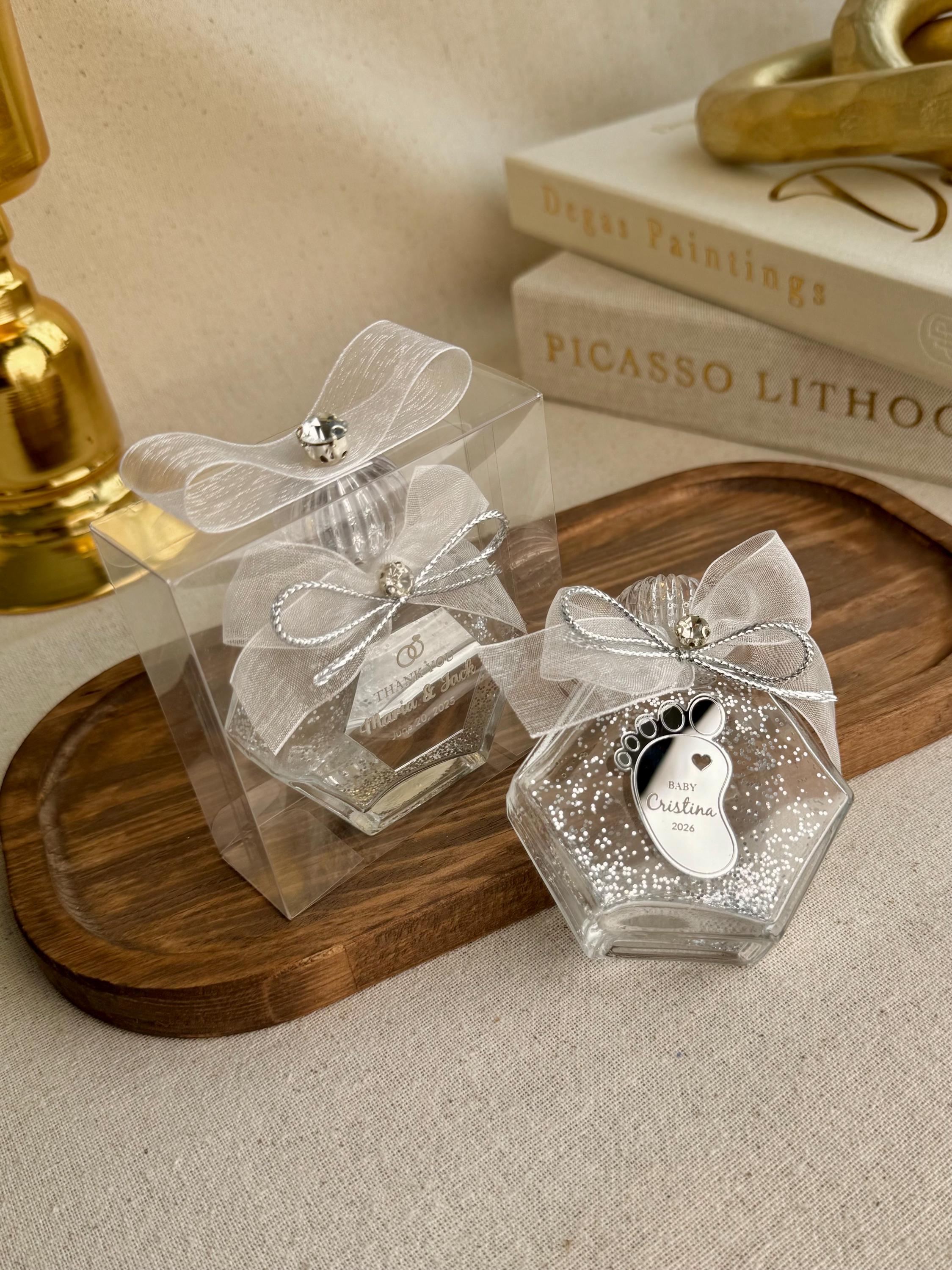 Glass Favor Bottle Gift Container Holy Water Vessel Decoration Crystal Stopper Keepsake Jar Wedding Favor Party Gift Wedding Present Set