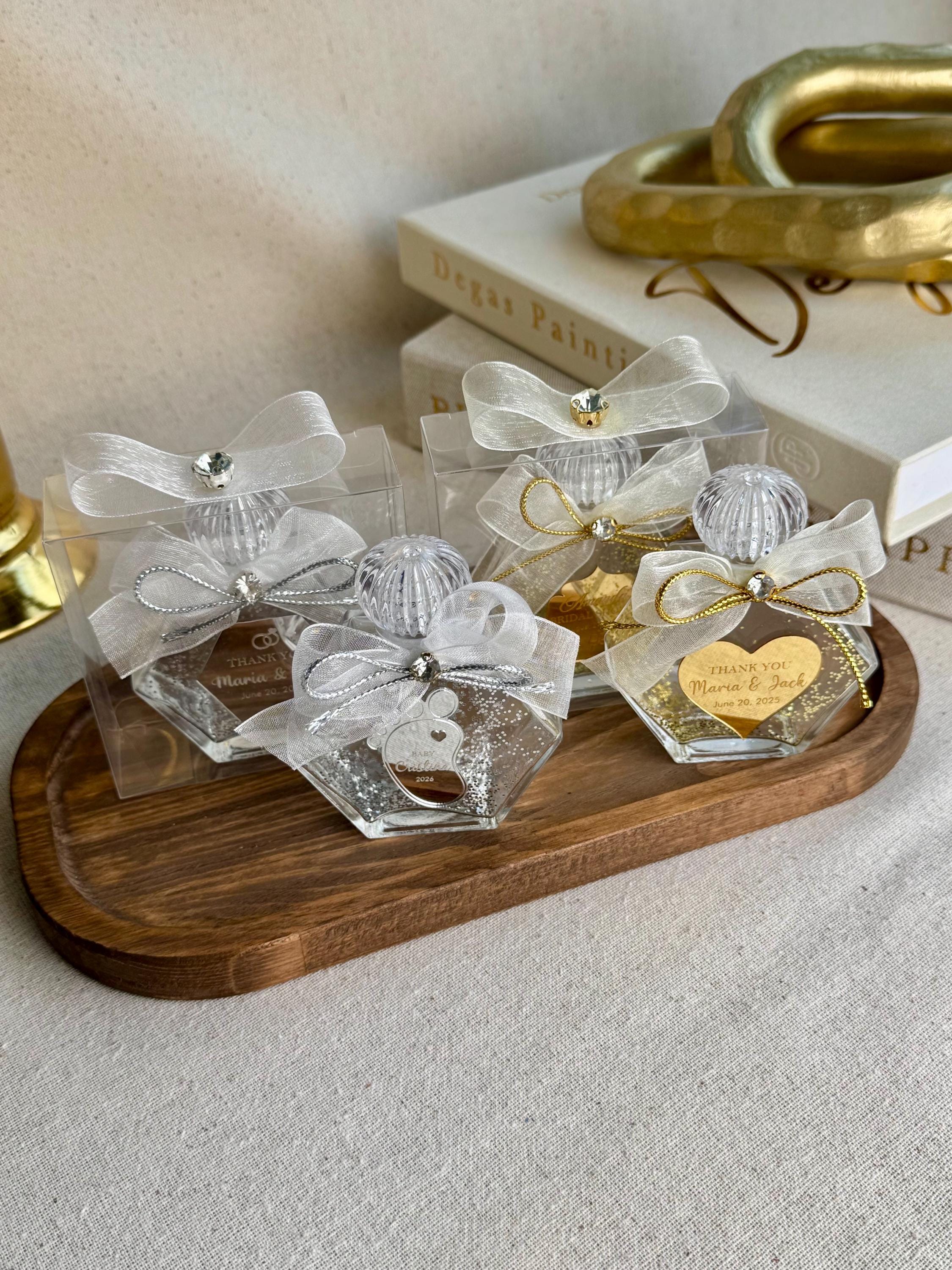 Glass Favor Bottle Gift Container Holy Water Vessel Decoration Crystal Stopper Keepsake Jar Wedding Favor Party Gift Wedding Present Set