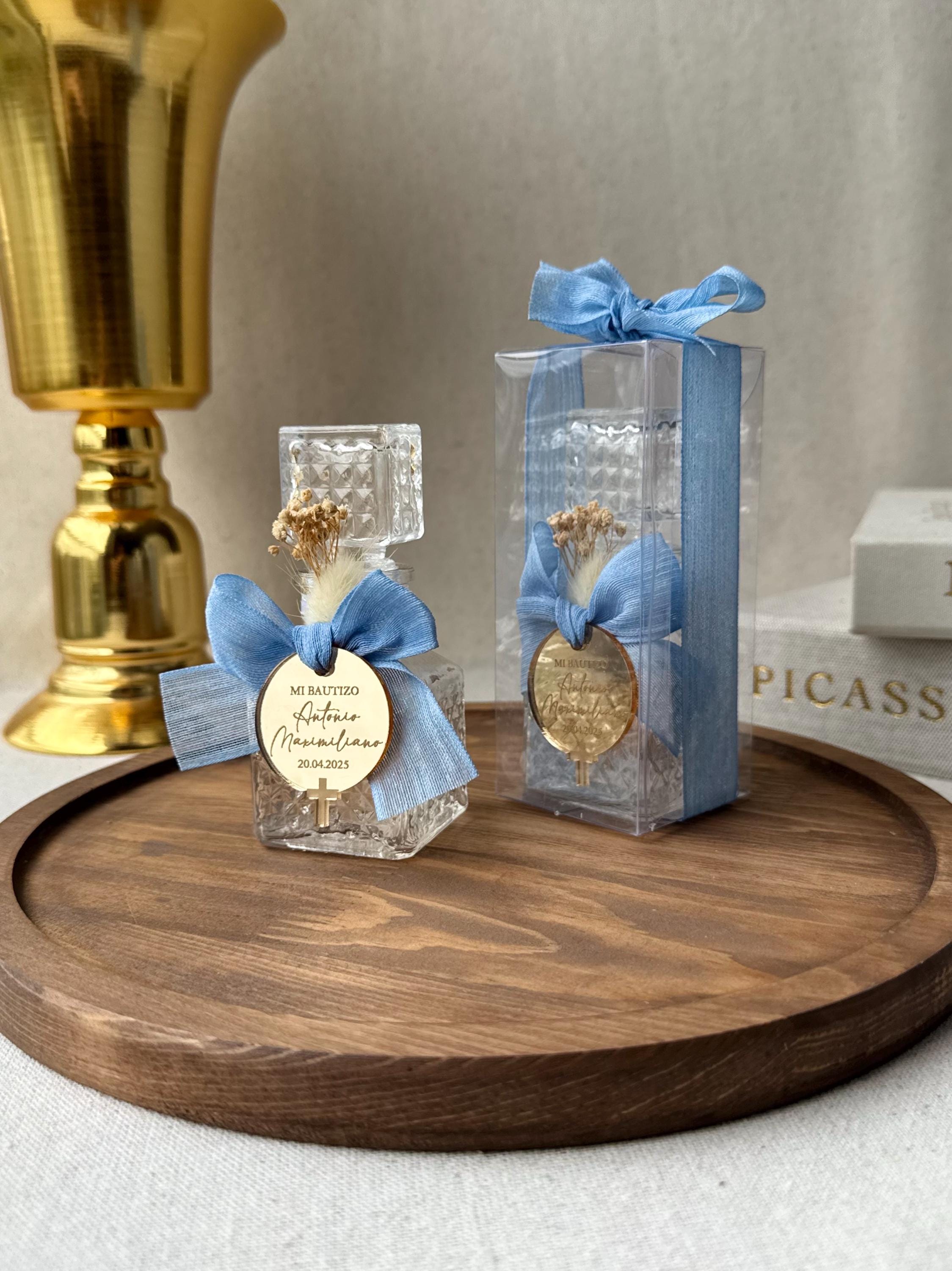 Personlized Empty Holy Water Glass Bottle Baptism Favors for Girl and Boy, Personalized religious gifts ceremony favors for guests
