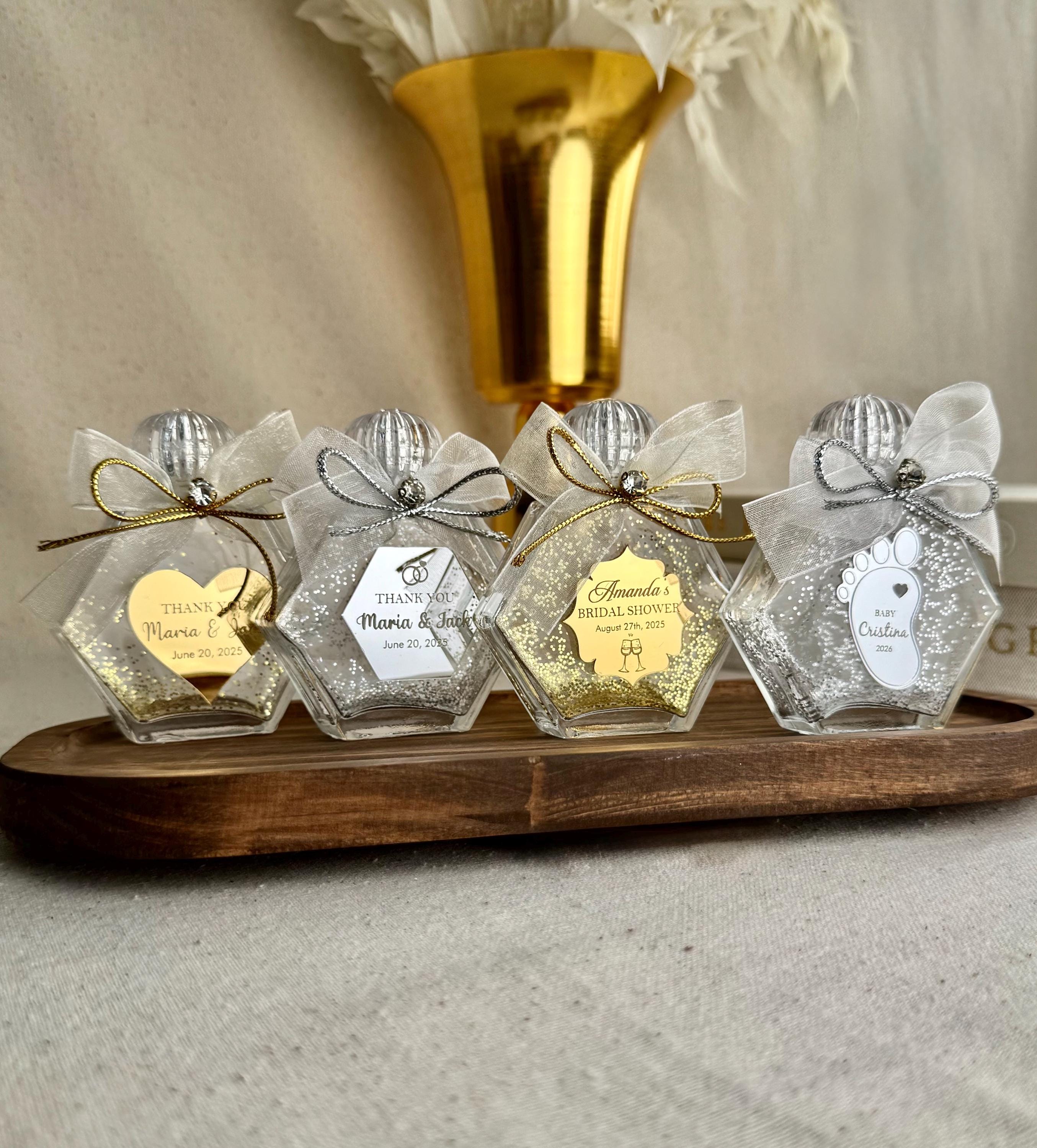 Glass Favor Bottle Gift Container Holy Water Vessel Decoration Crystal Stopper Keepsake Jar Wedding Favor Party Gift Wedding Present Set