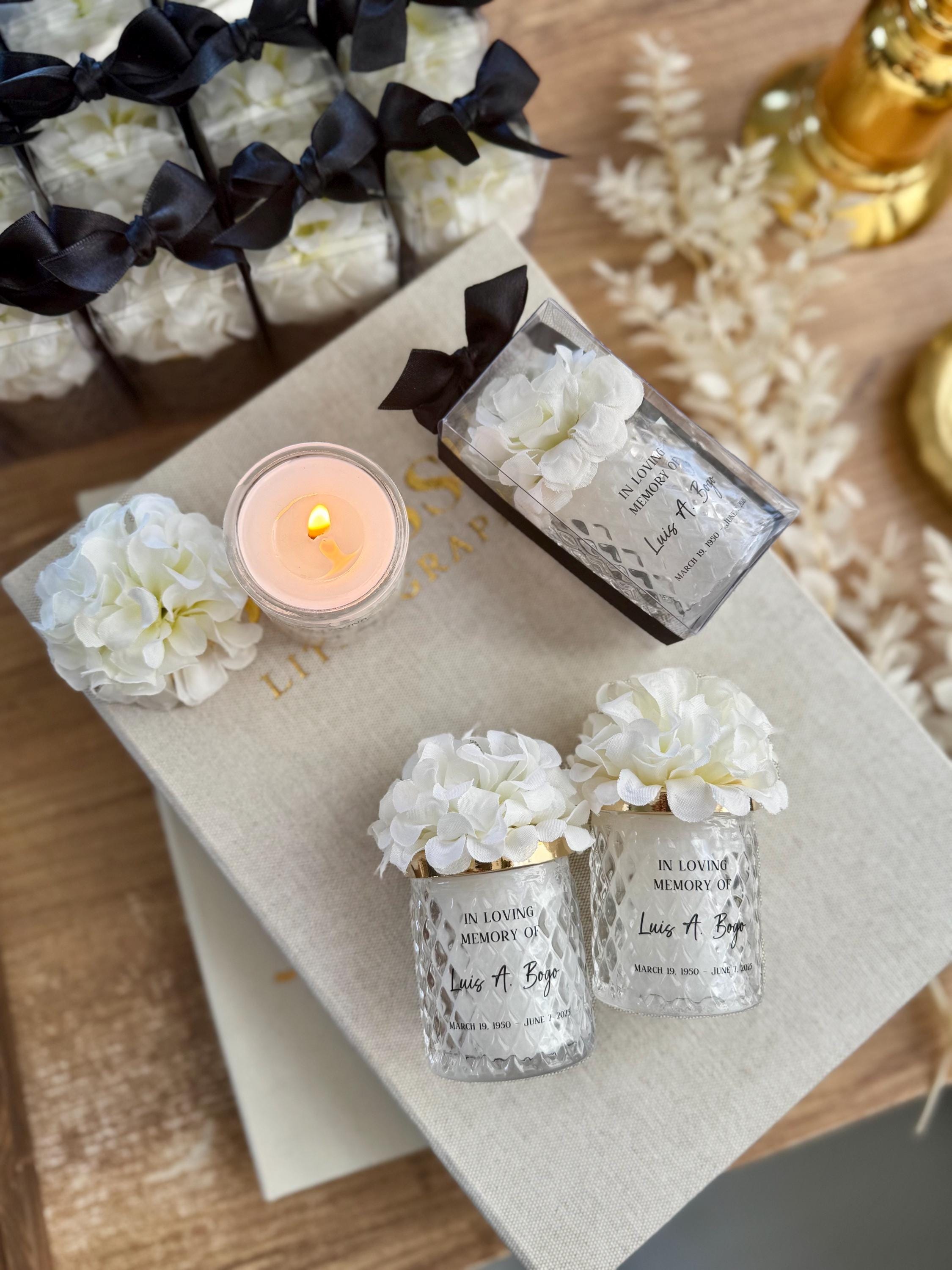 Personalized Funeral Candles Celebration Of Life Favors, Grief Favors for guests, Memorial keepsake in loving memory of loss mother father