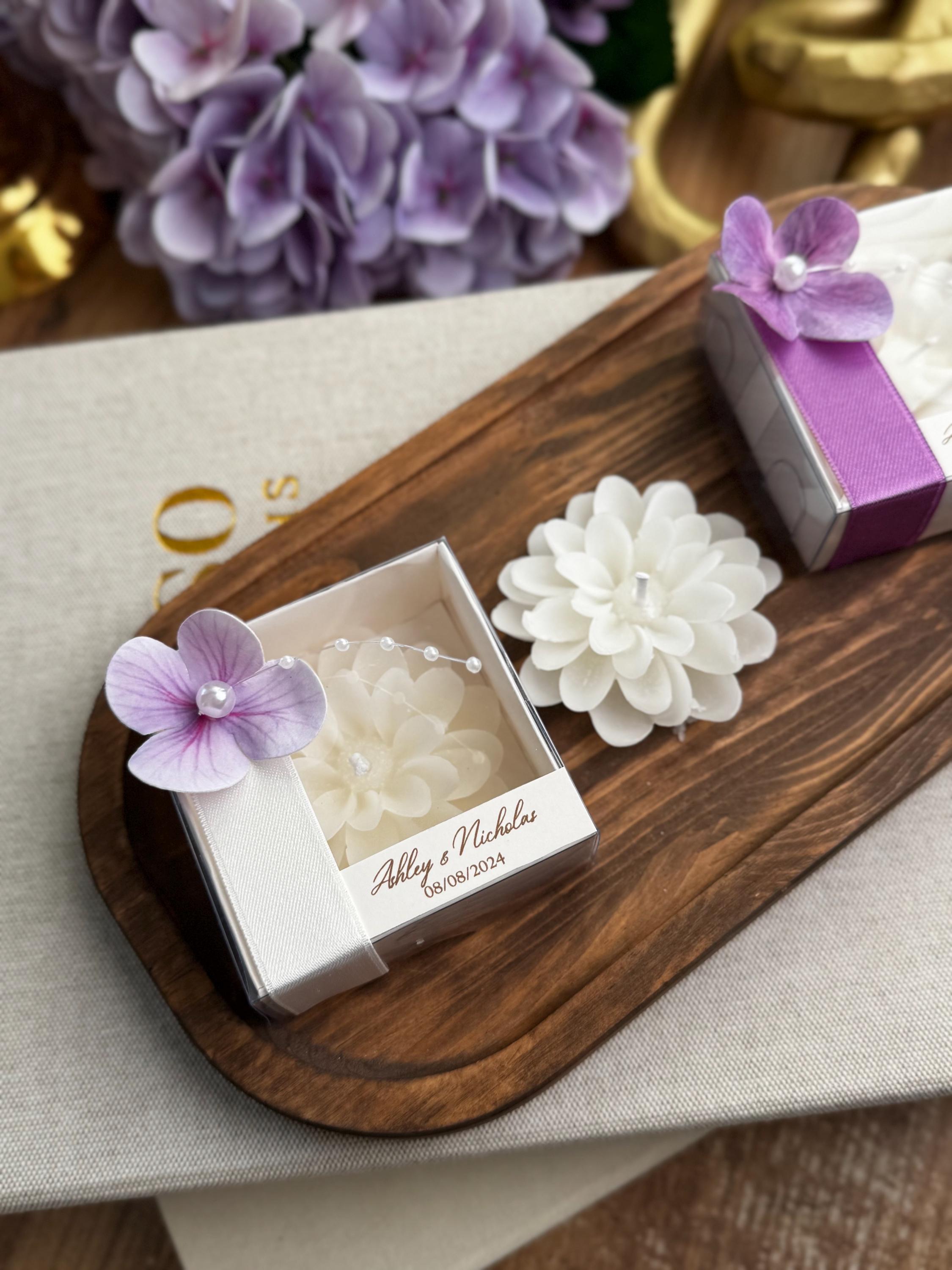 Personalized Bulk Lotus Flower Candle for Guests, Wedding Candle gift for Guests, Baby Shower Candles,Elegant Party Favors , Candle Favors