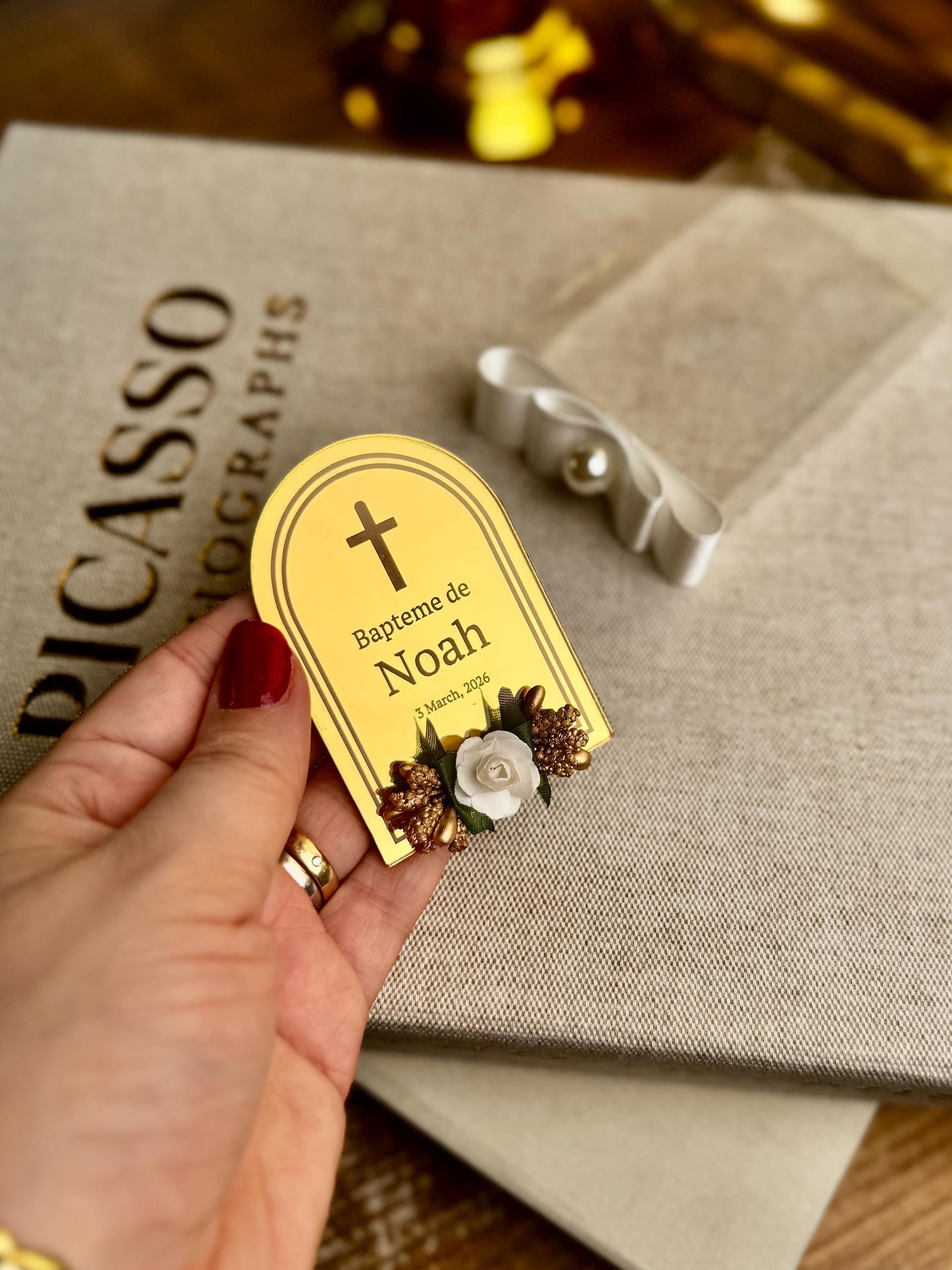Personalized Acrylic Mirror Magnet Favors for Guests, Baptism Gift Magnet Favors, Christening gifts, Baptism gift boy, Baptism gift girl