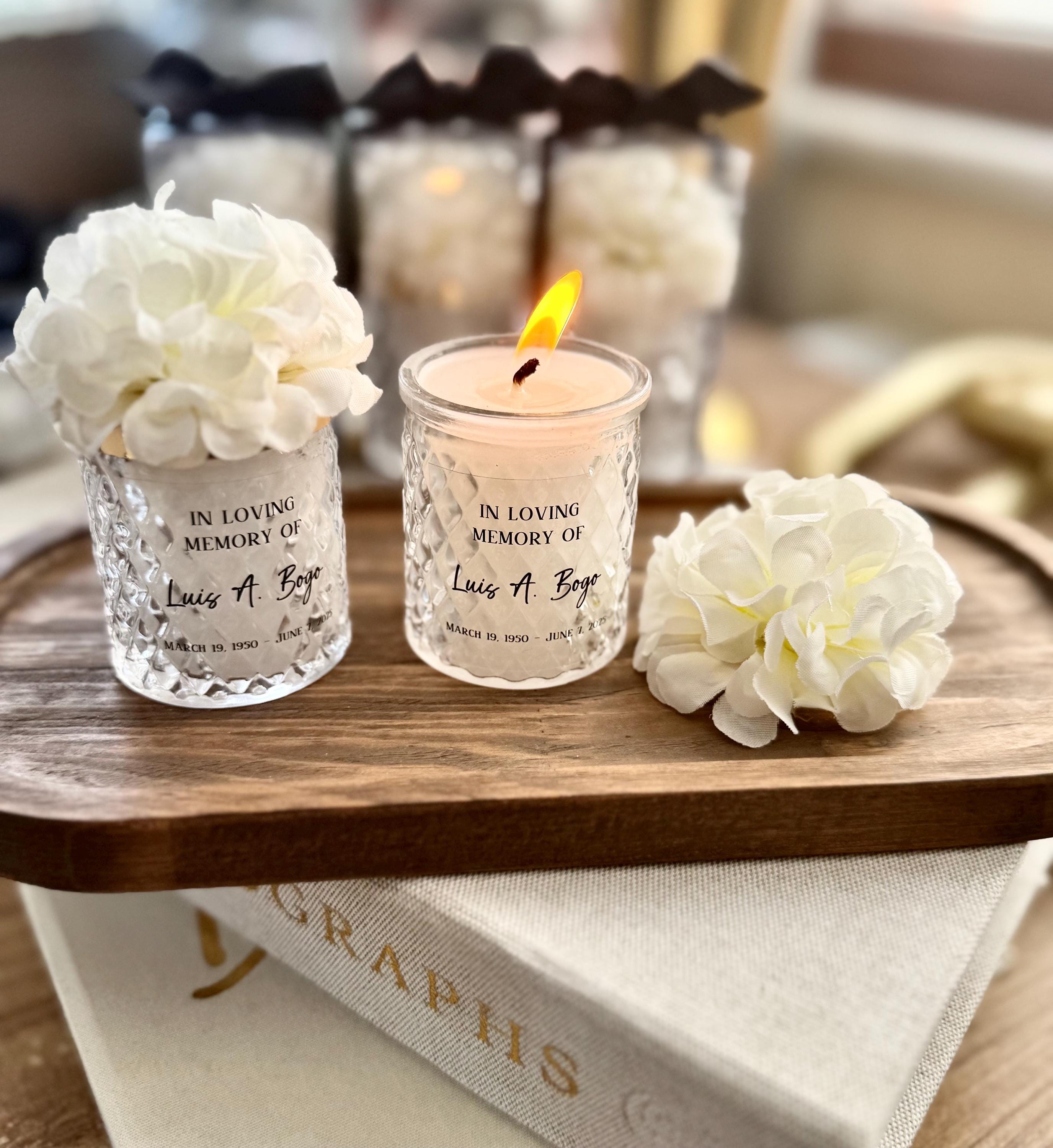 Personalized Funeral Candles Celebration Of Life Favors, Grief Favors for guests, Memorial keepsake in loving memory of loss mother father