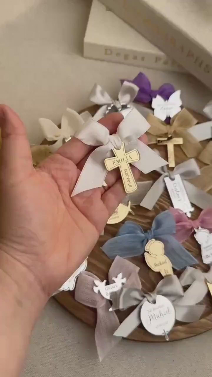 Personalized Baptism Favor Tag, Acrylic Mirror Gold Cross Tags, Thank You Tag, Baptism Tags for Favors, Mi Bautizo Tag, Custom Baptism Name