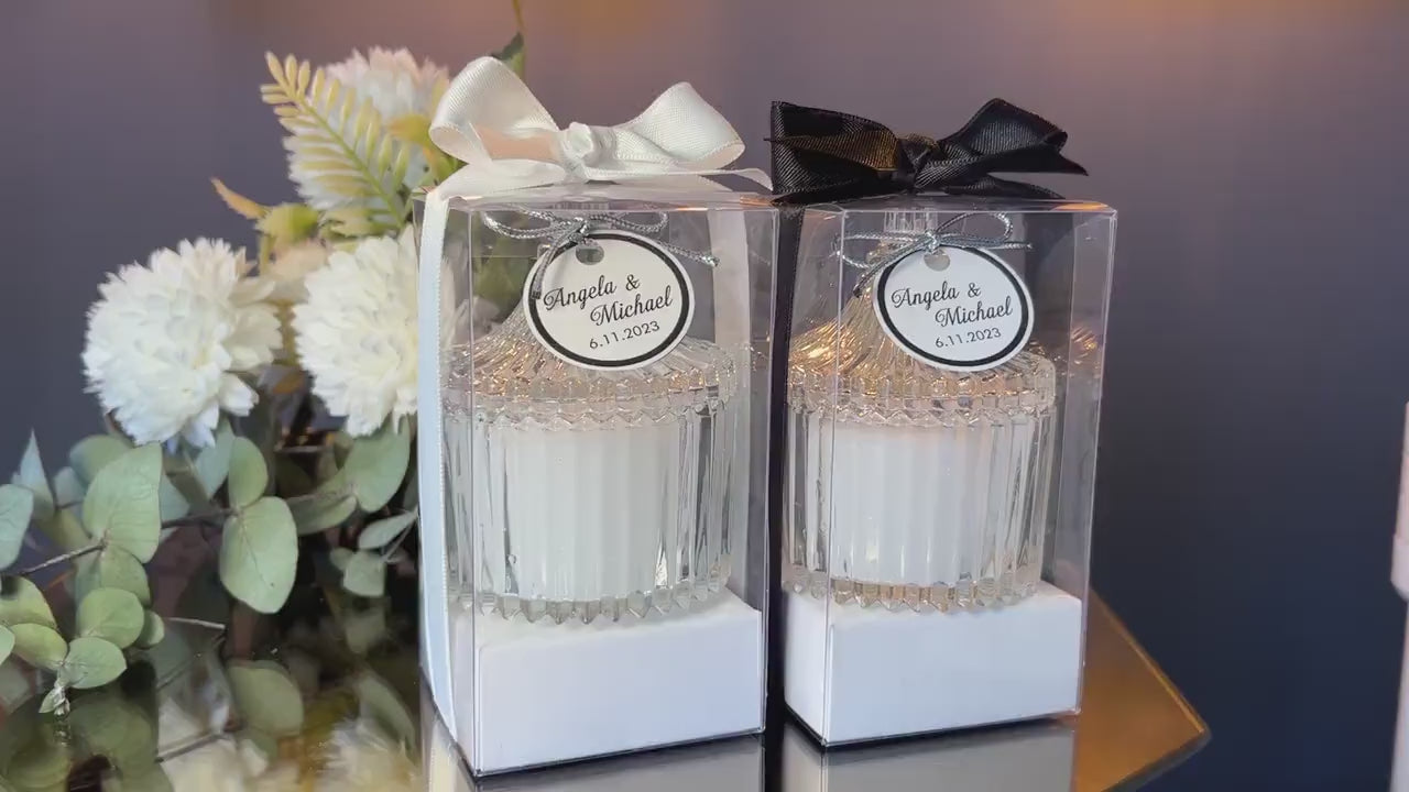 Personalized Wedding Candle Favors • Favors with Golden Ribbon • Wedding Favors for Guests • Baby Shower Favors • Thank You Favor