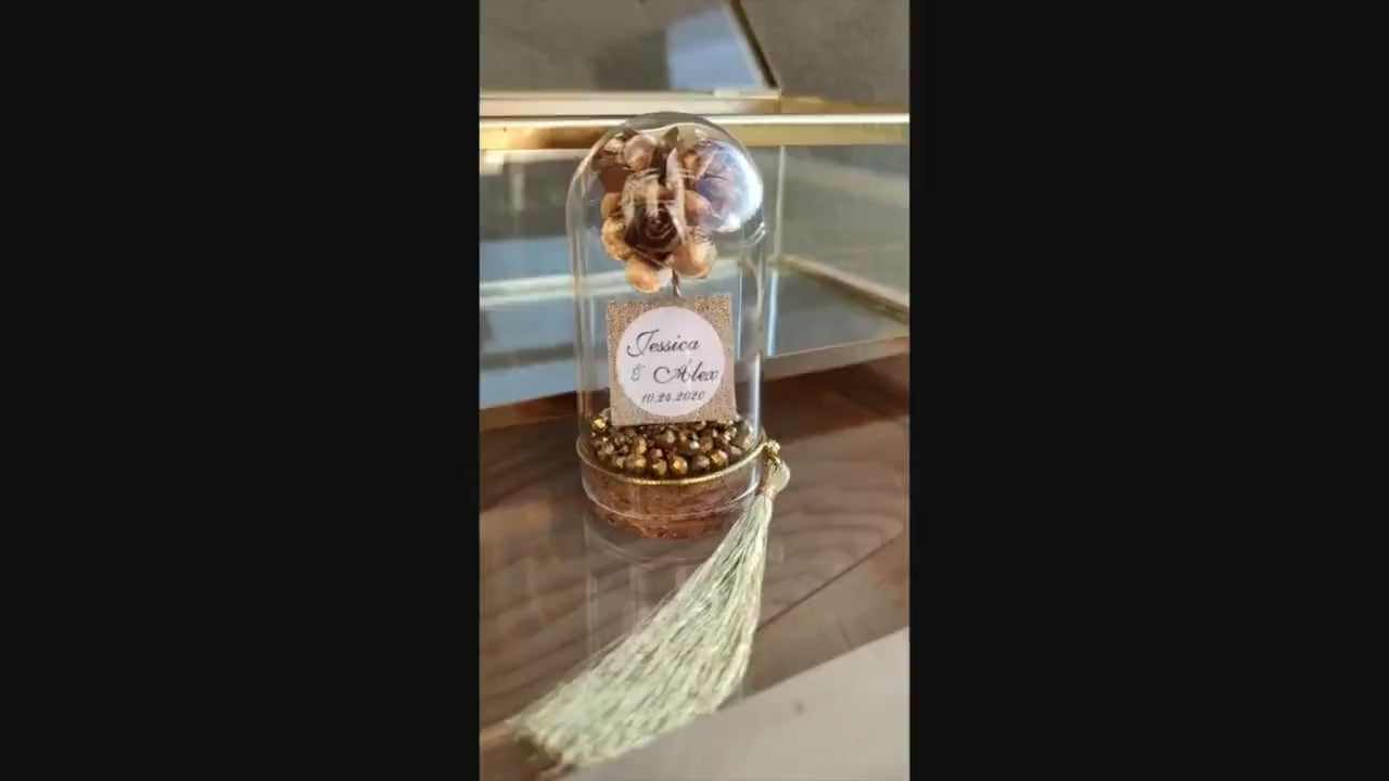 10 pcs Wedding favors for guests . Beauty and the Beast Custom Favors . Rose Gold Glass Dome Thank you Favors . Wedding Favors Gifts