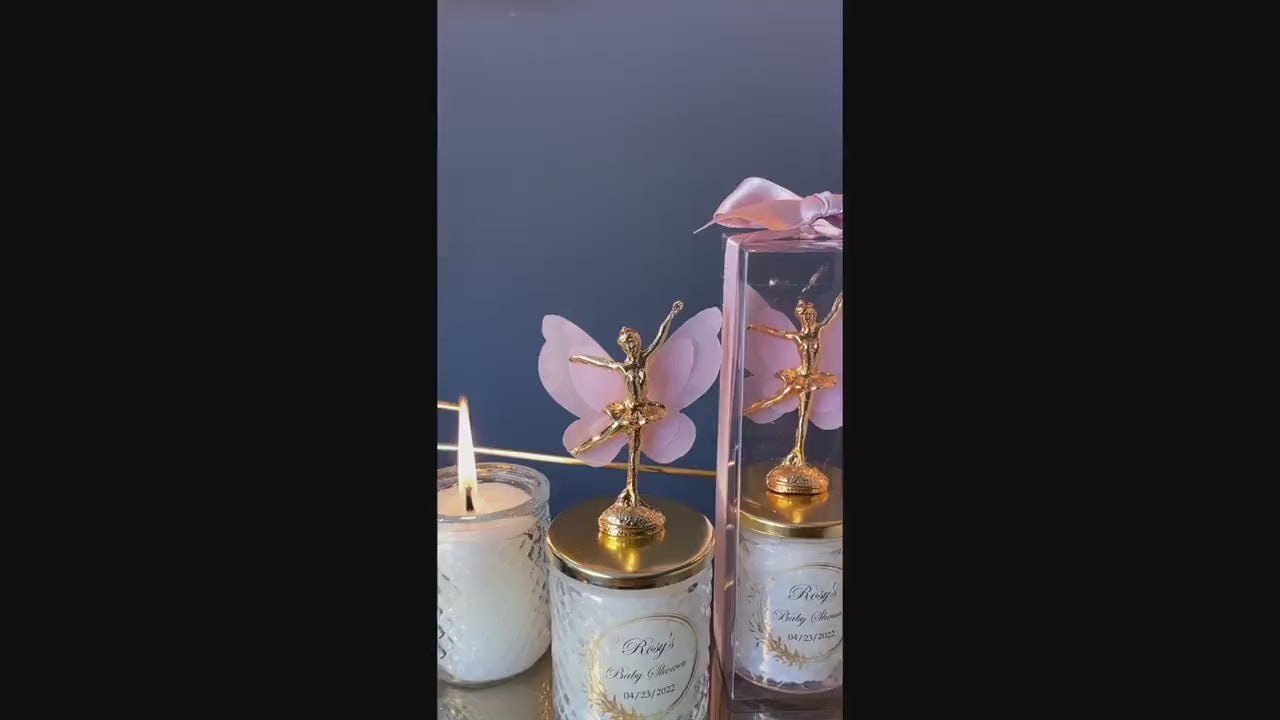 Personalized Butterfly Candle Baptism Favor | Gold Quinceanera Keepsakes | Metal Candle Favors for Baby Shower