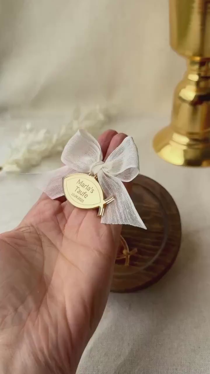 Baptism Favor Tag, Gold Christening Charm  Name Tag, Cross Baptism Tags, Gold Bless Labels, Lettering Name Logo, Christening Favors
