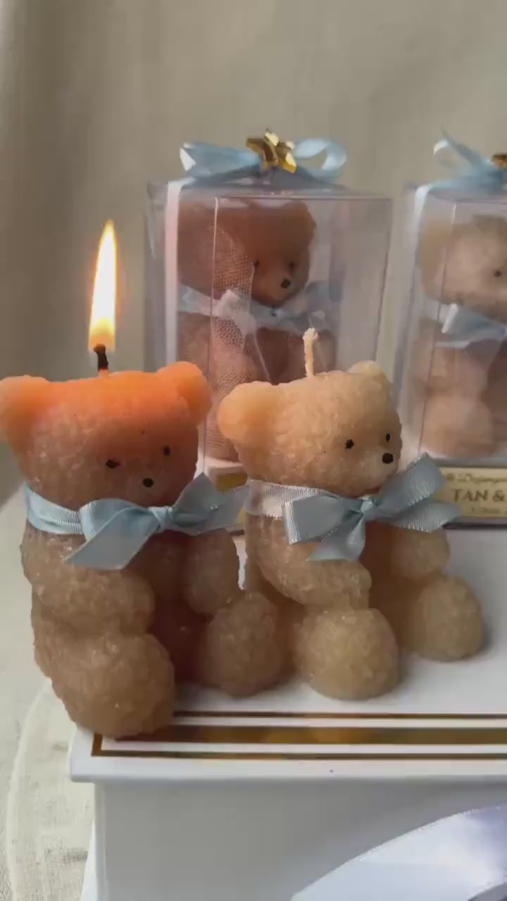 Personalized Teddy Bear Baptism Candle Favor, Christening Favor, Mi Bautizo Keepsake, Baby shower Gift, Handmade Teddy Bear Candle Gifts