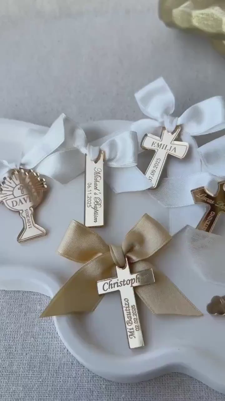Gold Acrylic Mirror Tags, Baby Shower Tag, Custom Christening Tags, Baptism Mirror Tag, Mi Bautizo Tags, Baptism Favor Tags, Wedding Tag