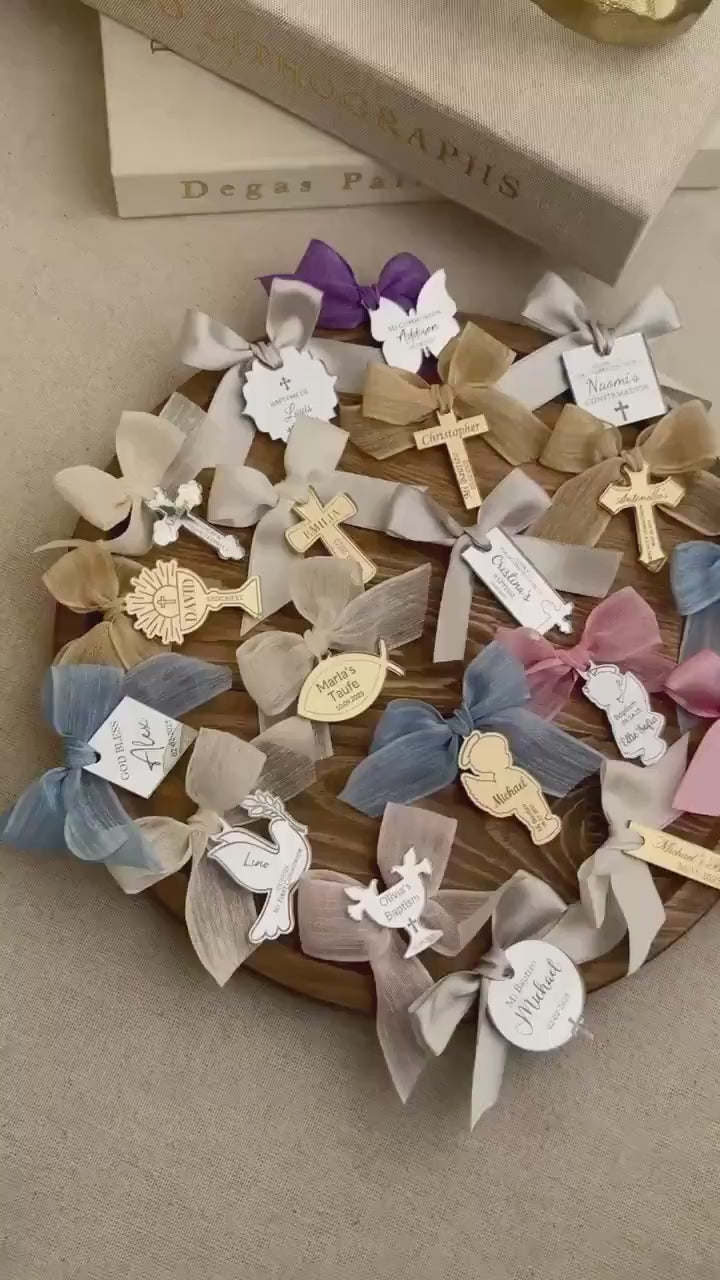 Religious Favor Tag Design Idea For Baptism Keepsake Gift Box Decoration For Communion Celebration Memento Custom Design Mirror Angel Charm