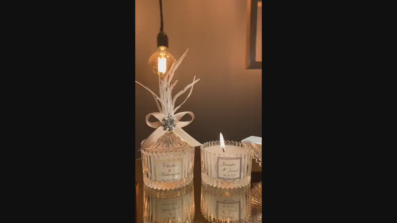 CUSTOM DESIGNER HANDMADE Candle Favors • Luxury Candle Favors for Guests in Bulk • Elegant Candle in Glass • Thank you Candle Favors