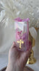 Pink Girls Baptism Favor Gift Glass Bottle Charm Decoration Holy Keepsake First Communion Gift Occasion Blessed Special